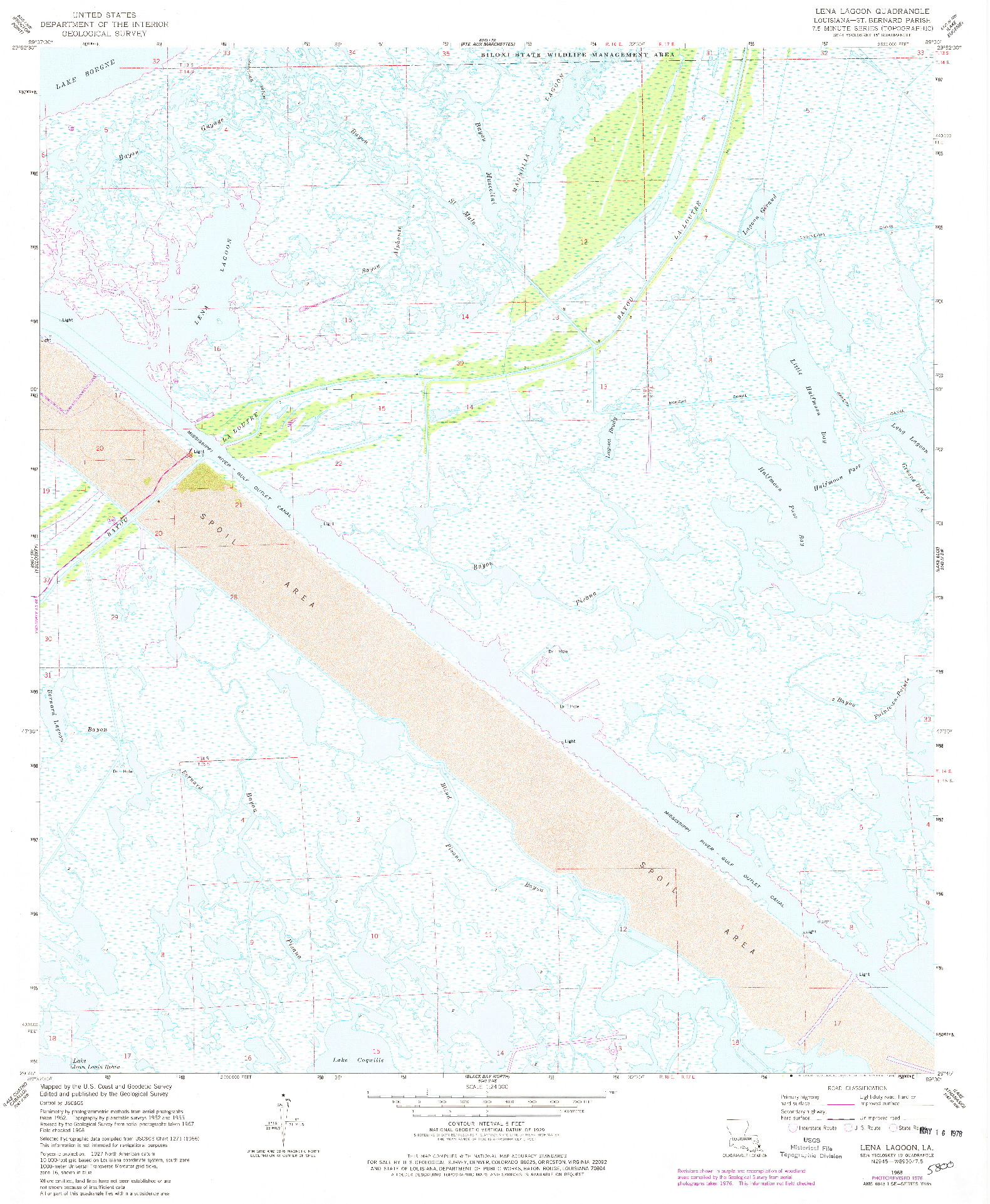 USGS 1:24000-SCALE QUADRANGLE FOR LENA LAGOON, LA 1968