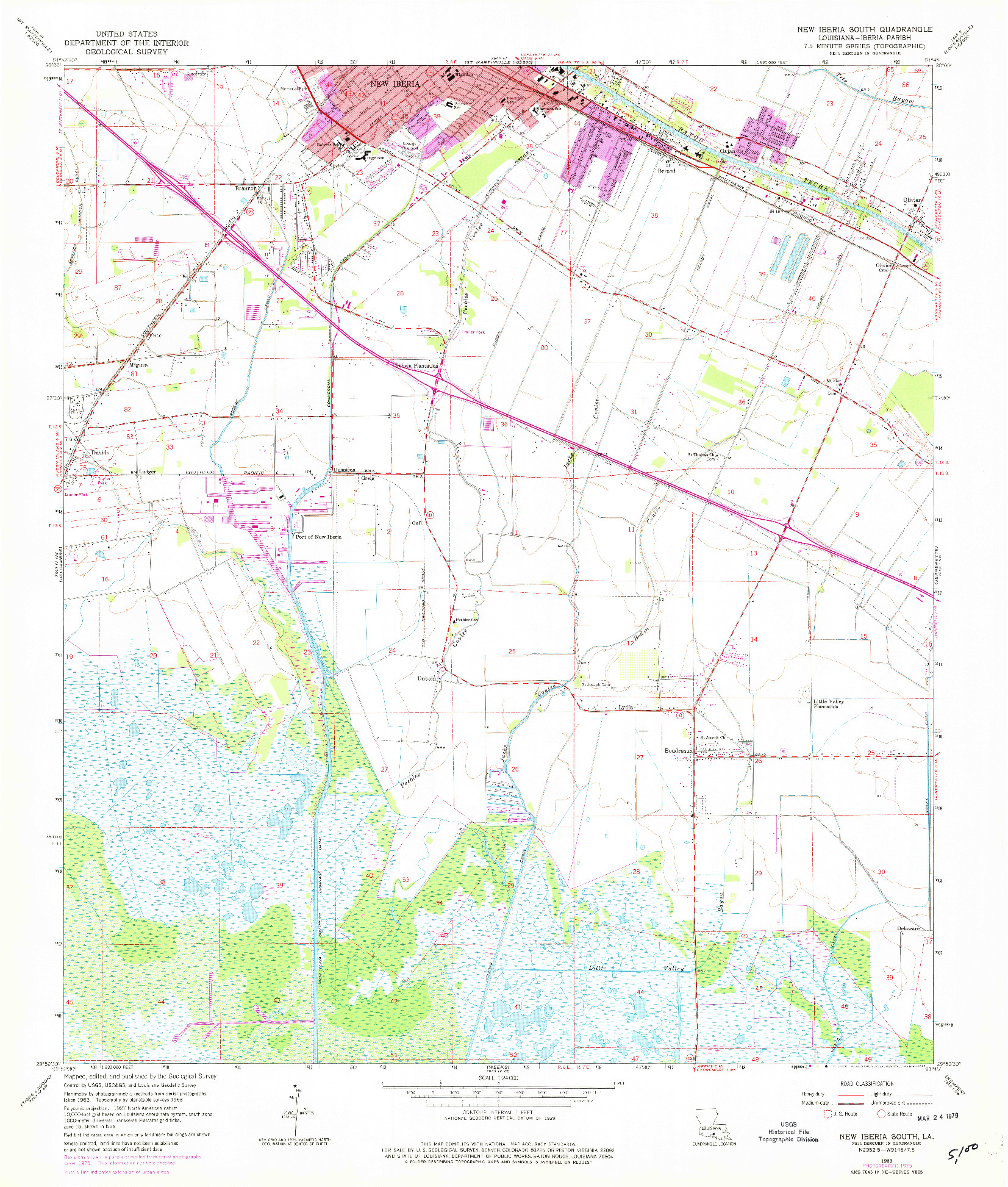 USGS 1:24000-SCALE QUADRANGLE FOR NEW IBERIA SOUTH, LA 1963