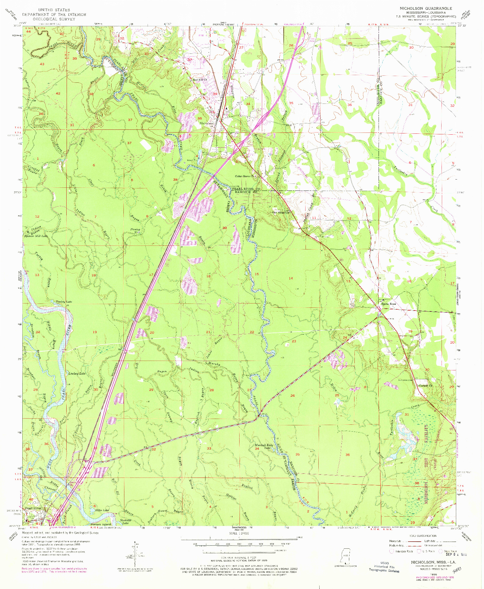 USGS 1:24000-SCALE QUADRANGLE FOR NICHOLSON, LA 1955