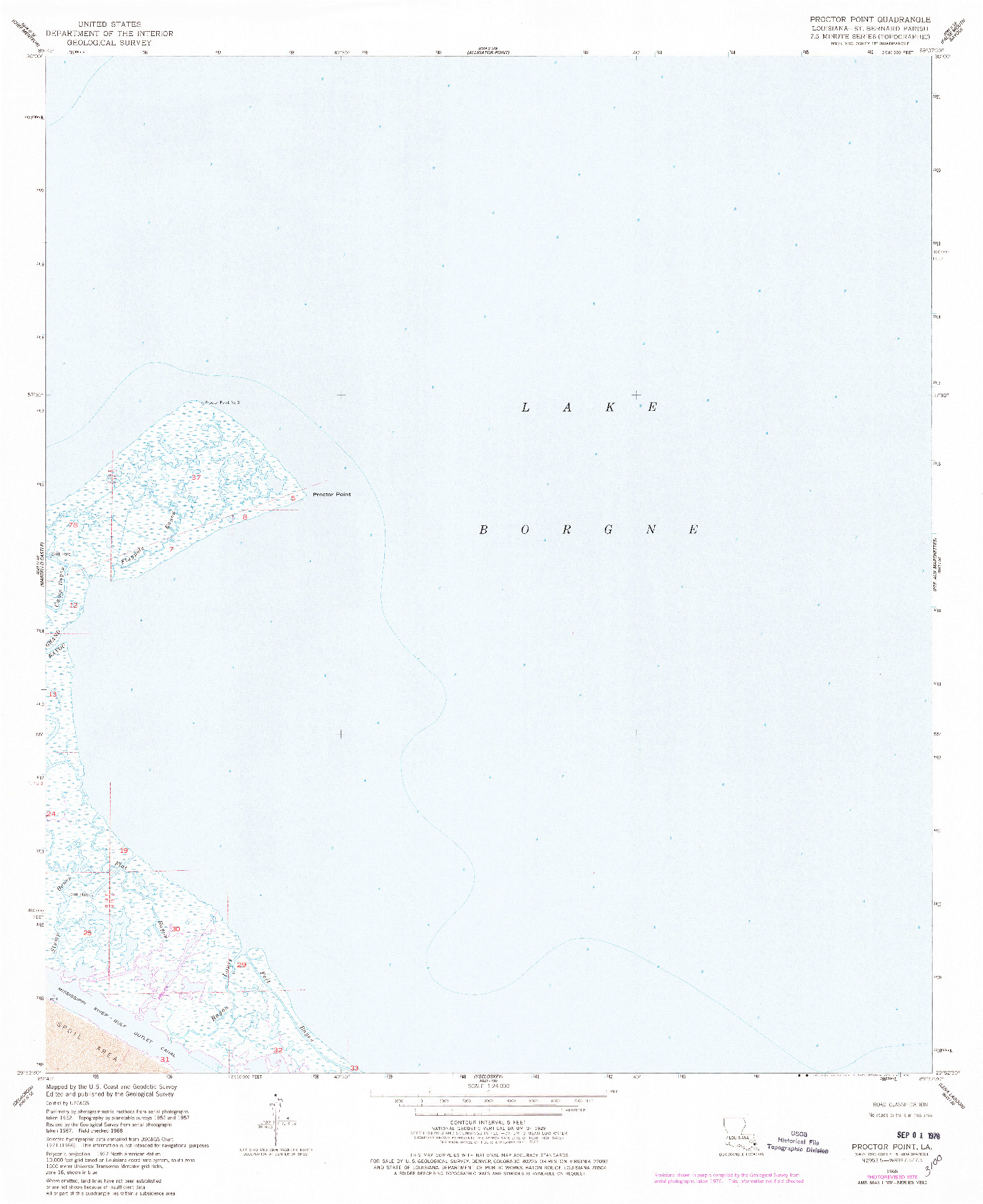 USGS 1:24000-SCALE QUADRANGLE FOR PROCTOR POINT, LA 1968