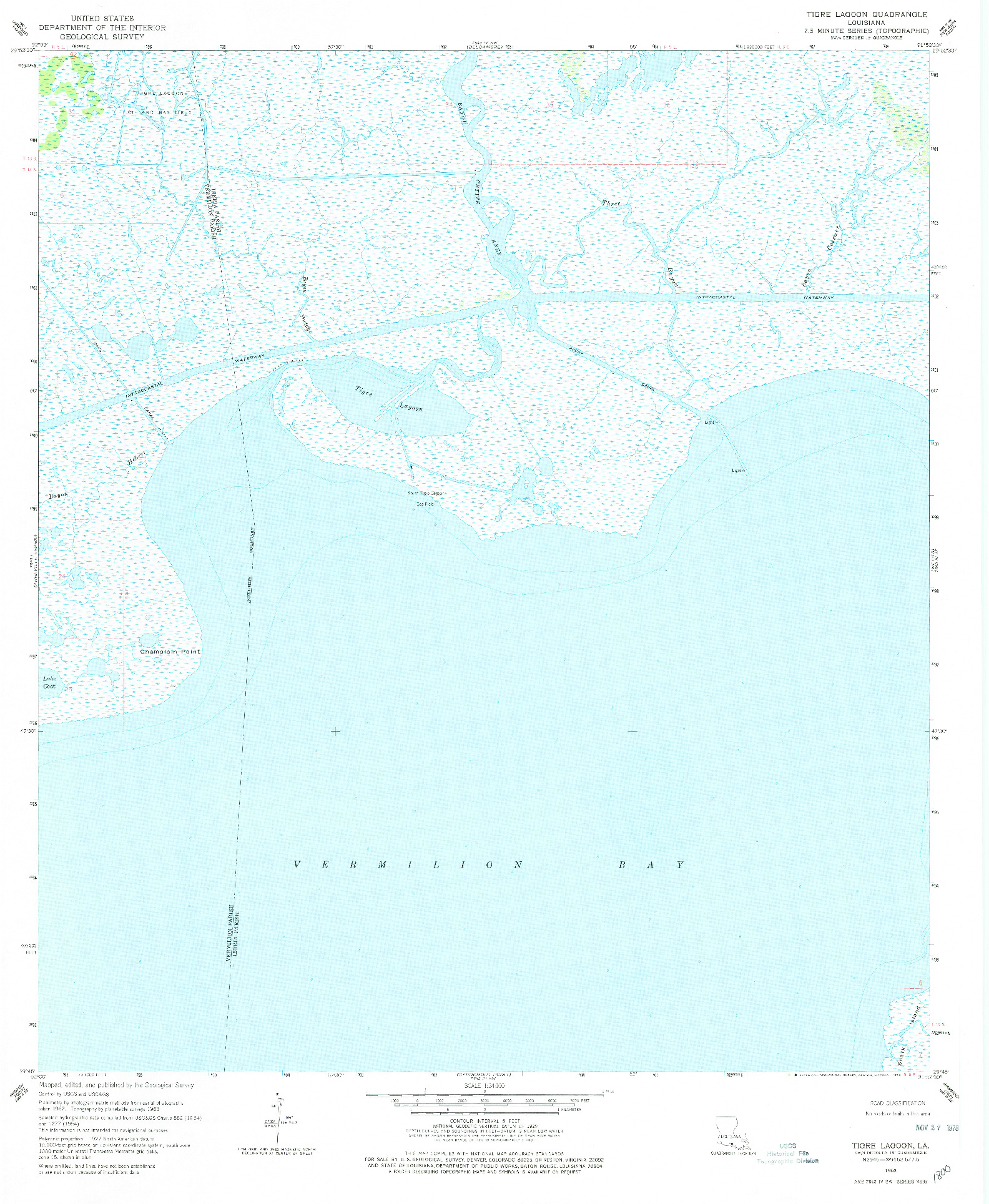 USGS 1:24000-SCALE QUADRANGLE FOR TIGRE LAGOON, LA 1963