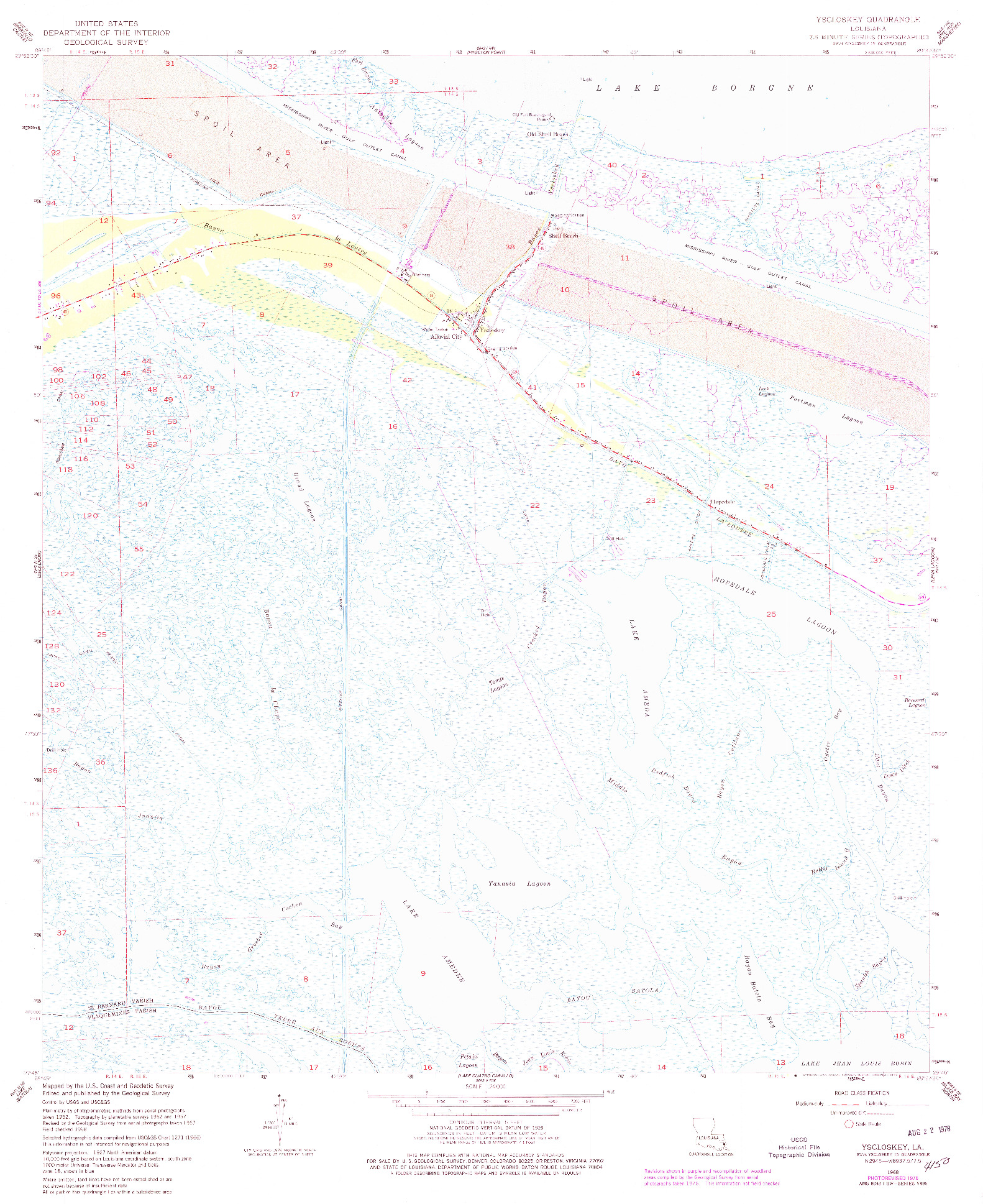 USGS 1:24000-SCALE QUADRANGLE FOR YSCLOSKEY, LA 1968