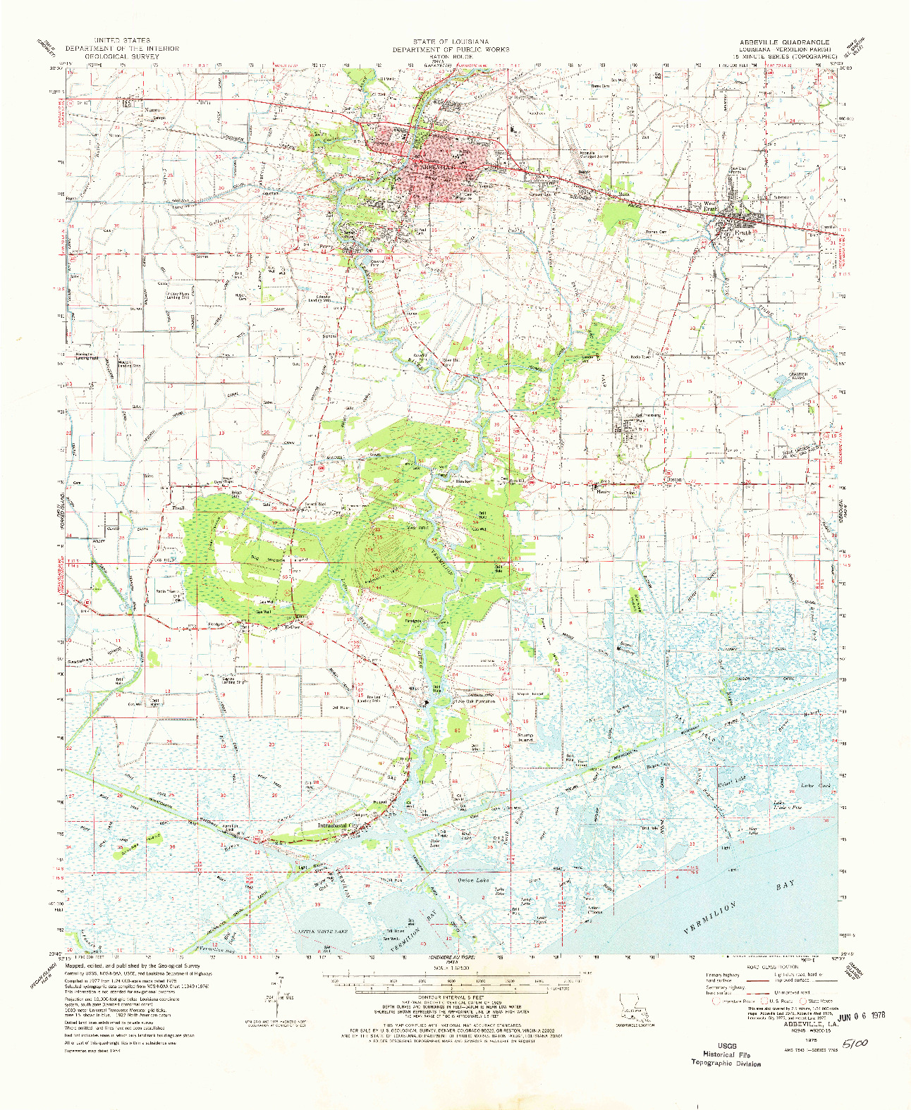 USGS 1:62500-SCALE QUADRANGLE FOR ABBEVILLE, LA 1975