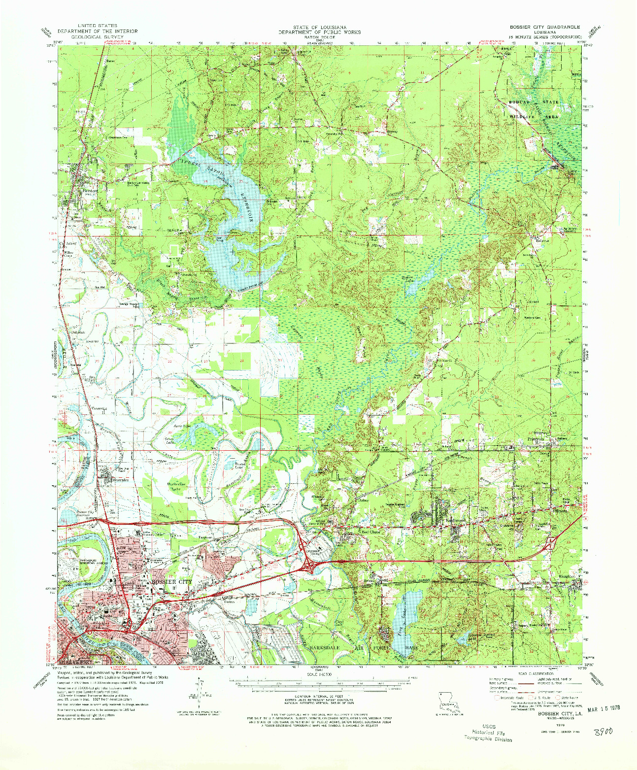 USGS 1:62500-SCALE QUADRANGLE FOR BOSSIER CITY, LA 1978