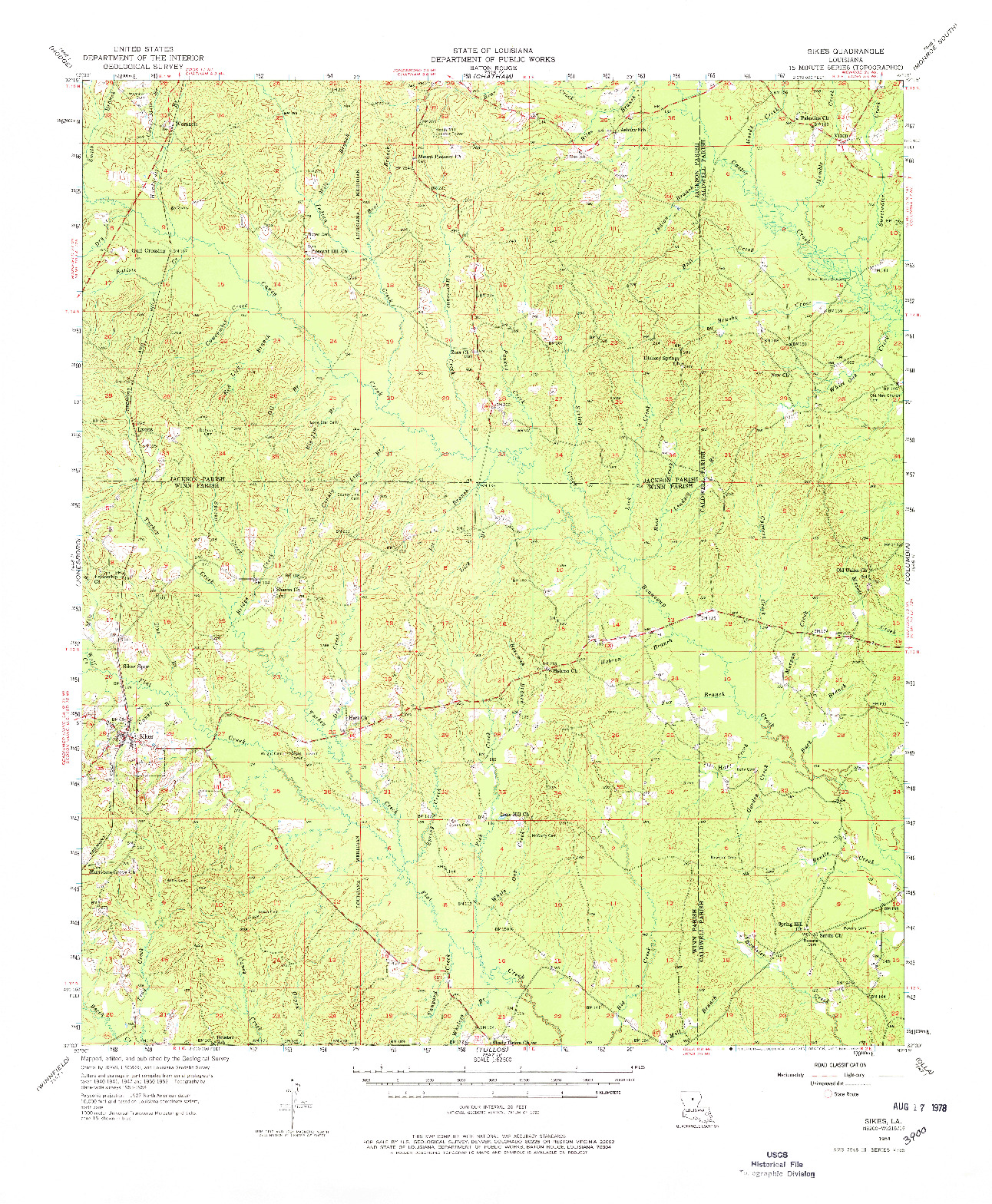 USGS 1:62500-SCALE QUADRANGLE FOR SIKES, LA 1954