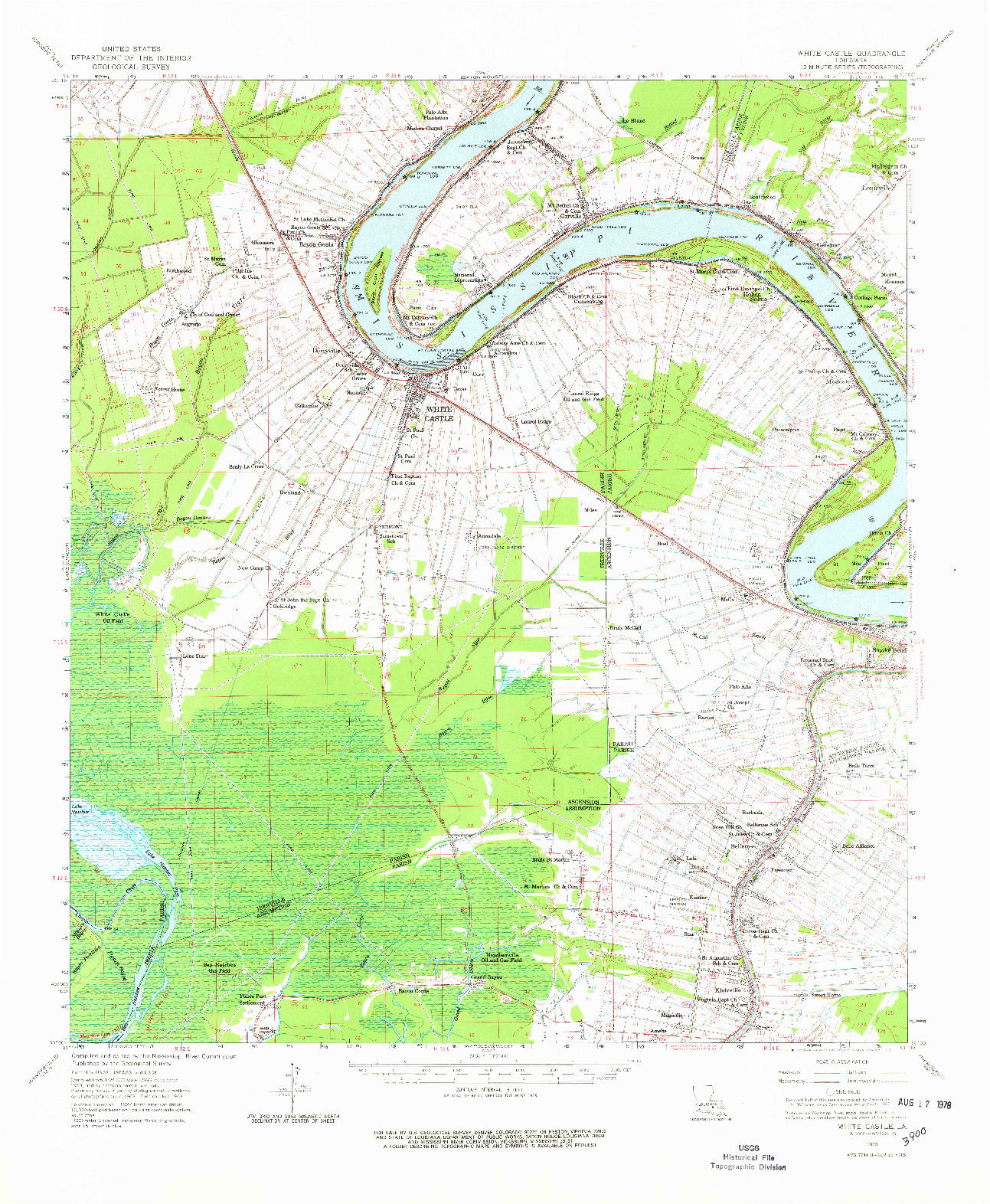 USGS 1:62500-SCALE QUADRANGLE FOR WHITE CASTLE, LA 1963