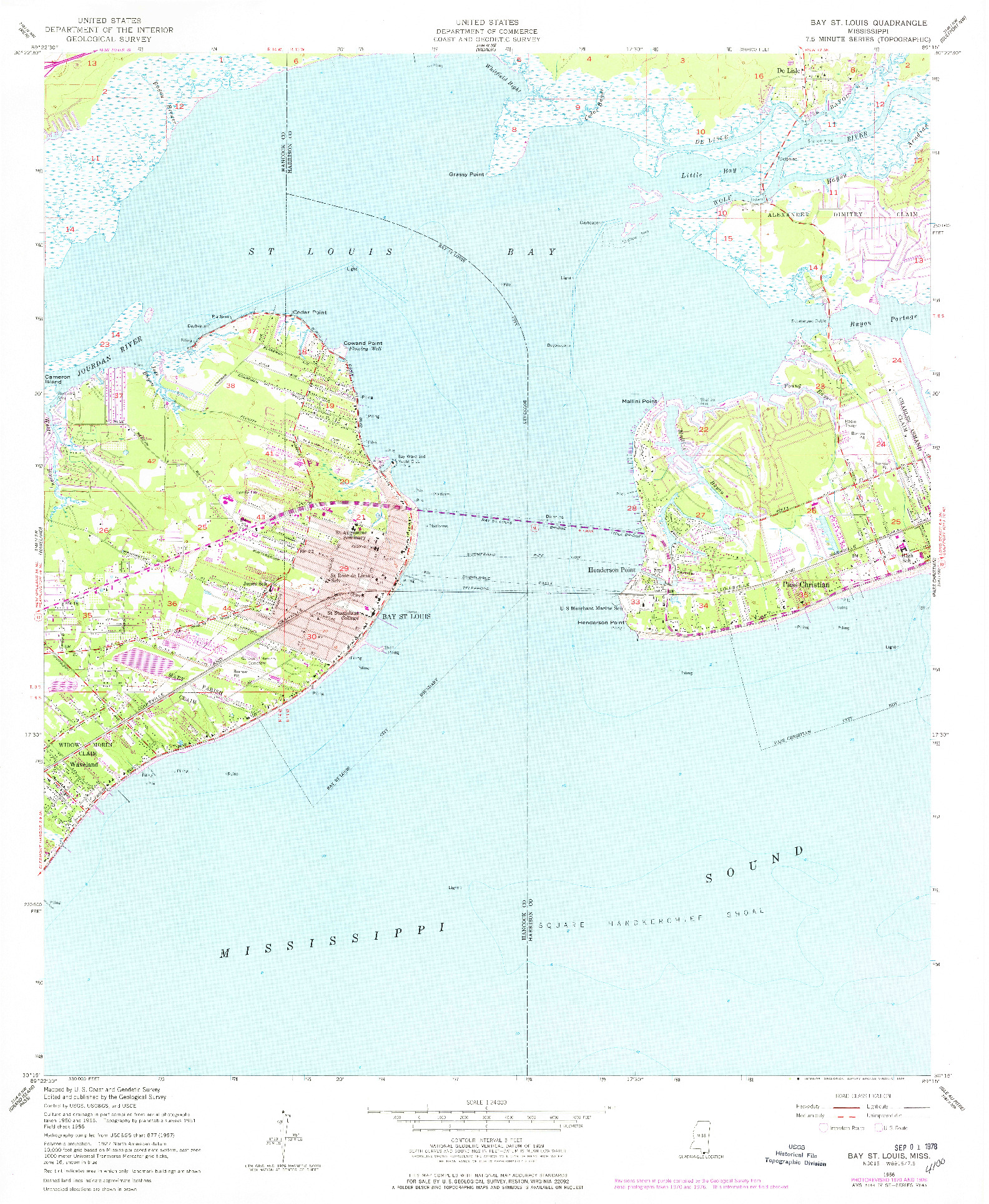 USGS 1:24000-SCALE QUADRANGLE FOR BAY ST. LOUIS, MS 1956