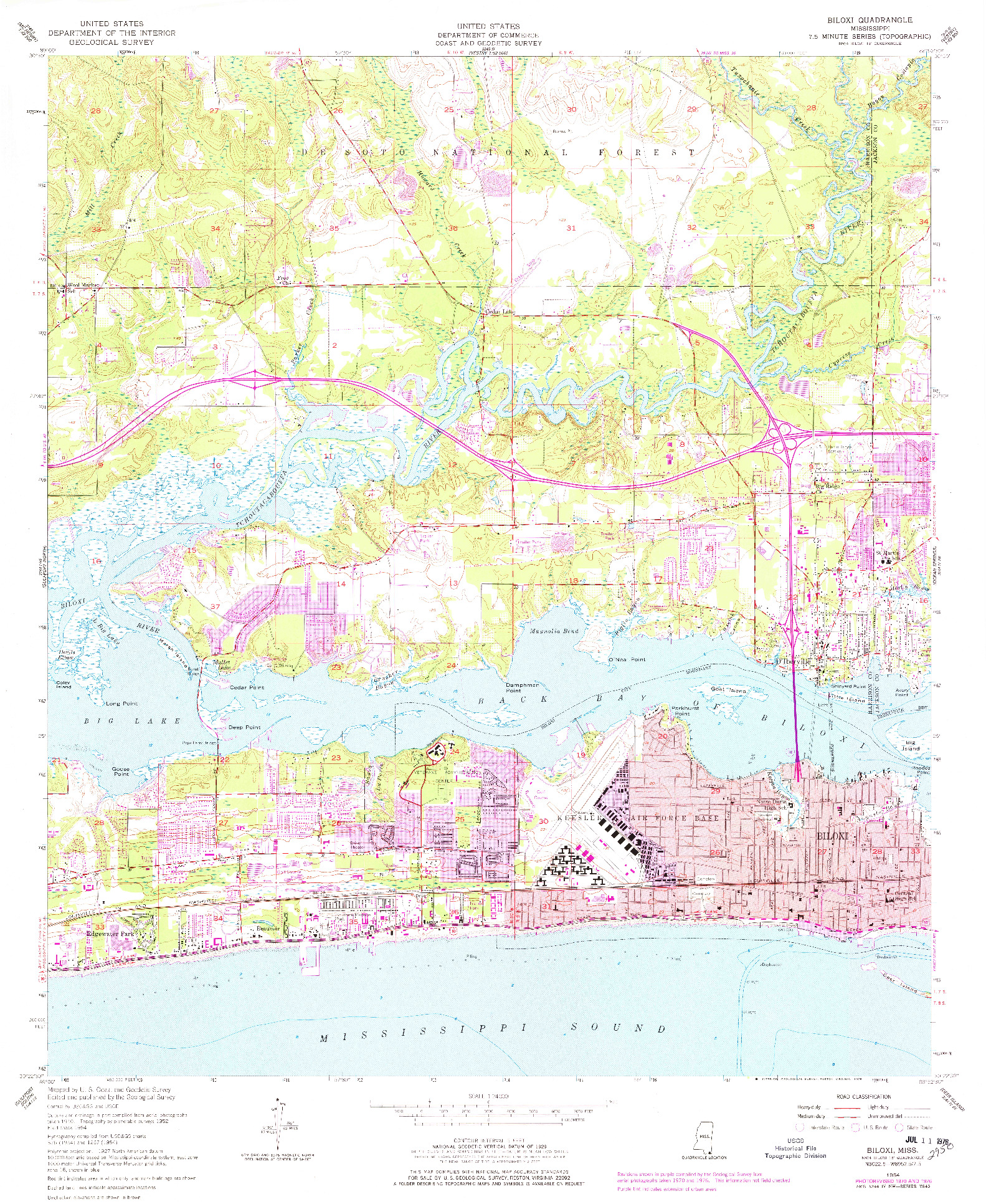 USGS 1:24000-SCALE QUADRANGLE FOR BILOXI, MS 1954