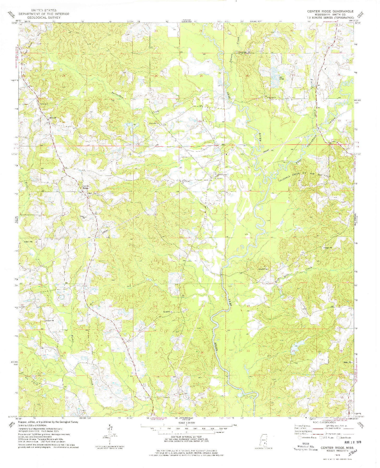 USGS 1:24000-SCALE QUADRANGLE FOR CENTER RIDGE, MS 1975