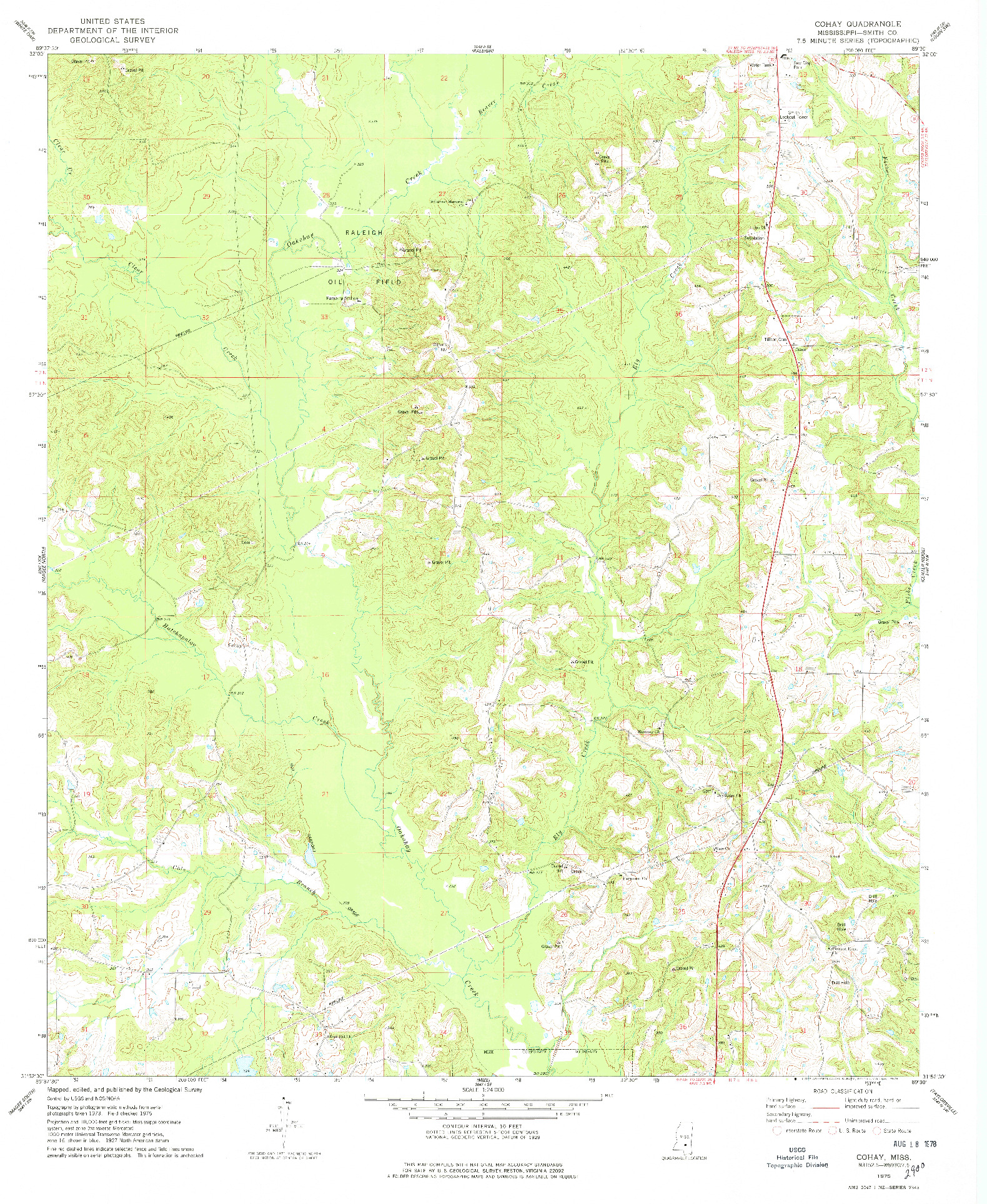 USGS 1:24000-SCALE QUADRANGLE FOR COHAY, MS 1975