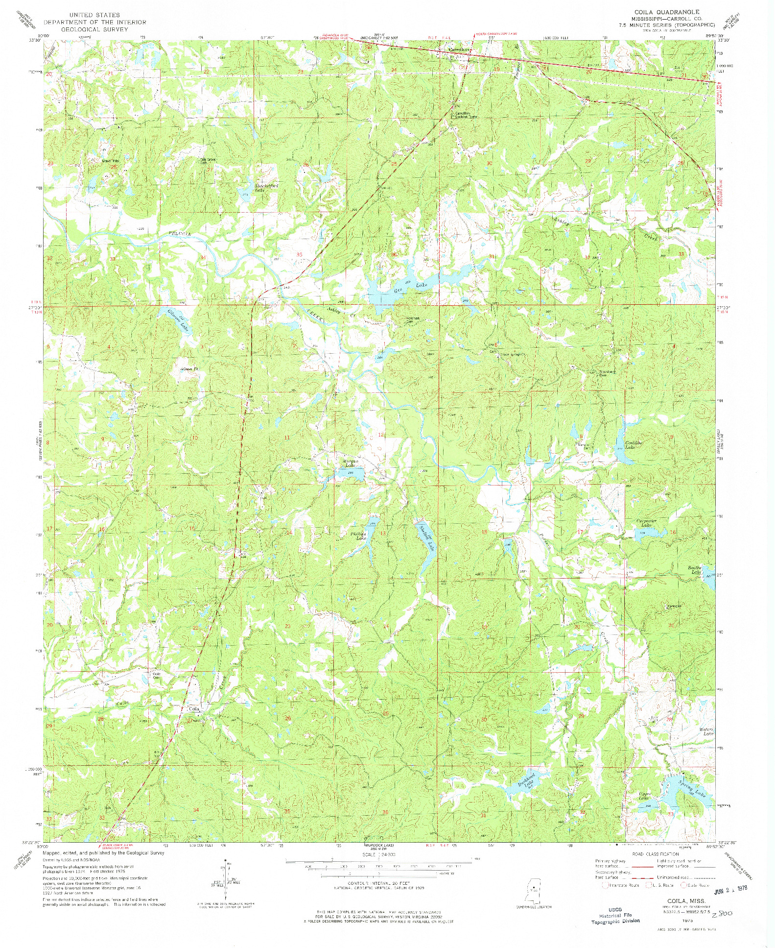 USGS 1:24000-SCALE QUADRANGLE FOR COILA, MS 1975