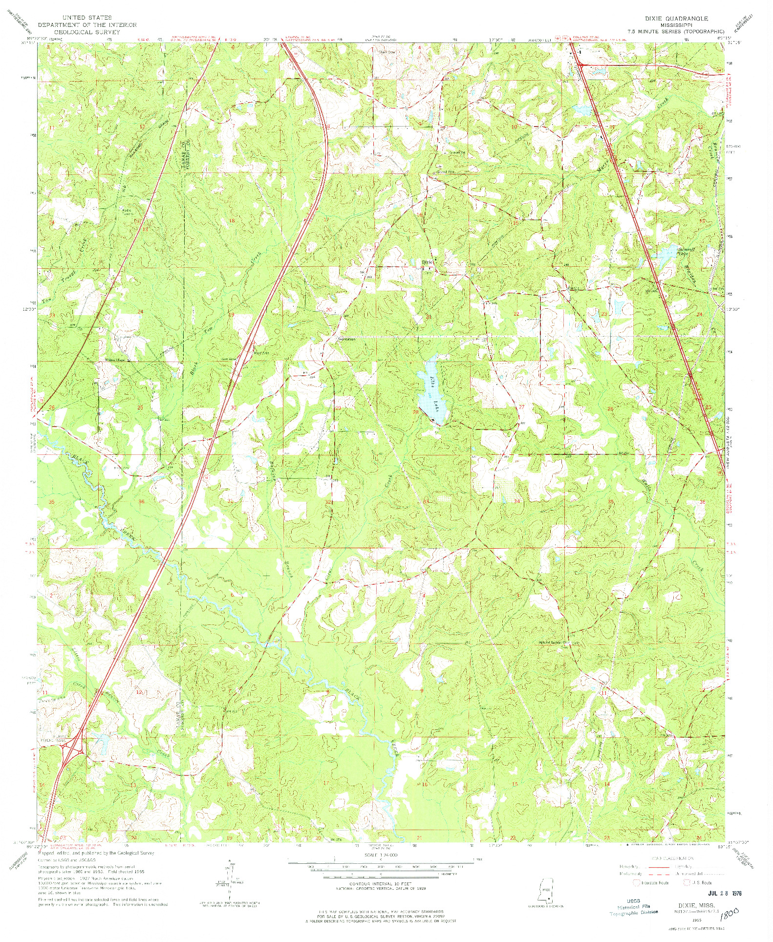 USGS 1:24000-SCALE QUADRANGLE FOR DIXIE, MS 1965