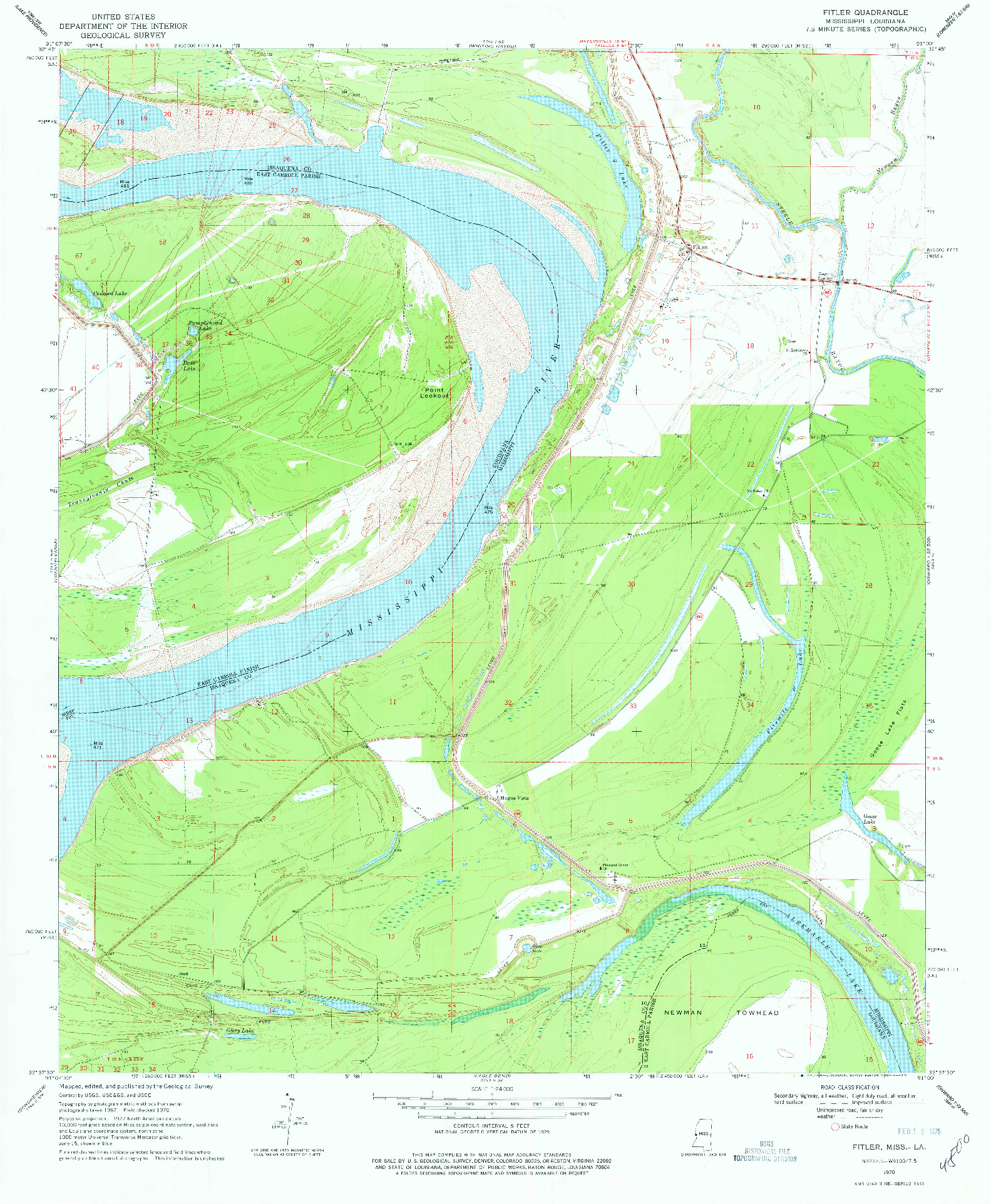 USGS 1:24000-SCALE QUADRANGLE FOR FITLER, MS 1970