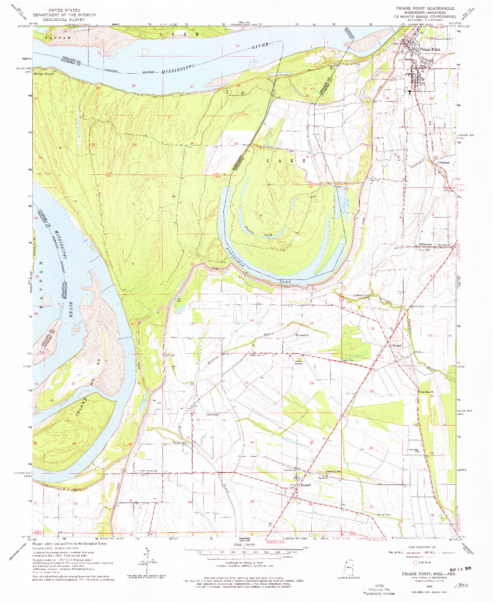 USGS 1:24000-SCALE QUADRANGLE FOR FRIARS POINT, MS 1964