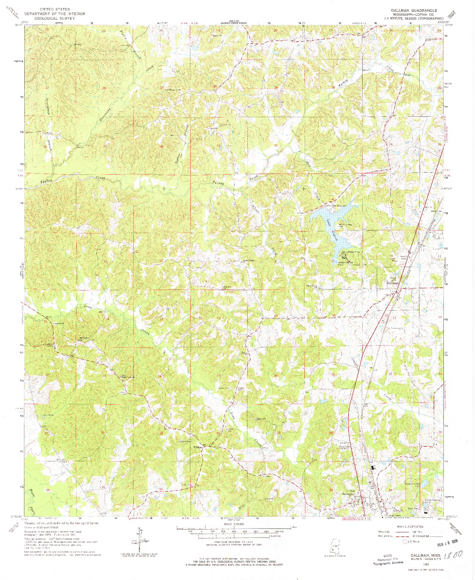 USGS 1:24000-SCALE QUADRANGLE FOR GALLMAN, MS 1963