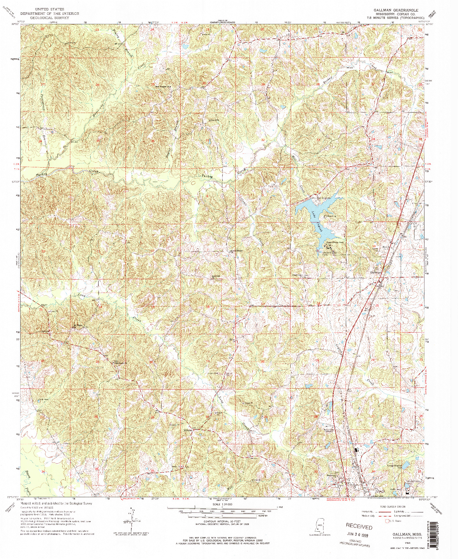 USGS 1:24000-SCALE QUADRANGLE FOR GALLMAN, MS 1963