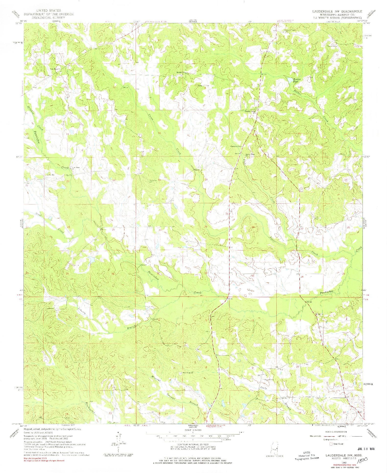 USGS 1:24000-SCALE QUADRANGLE FOR LAUDERDALE NW, MS 1962