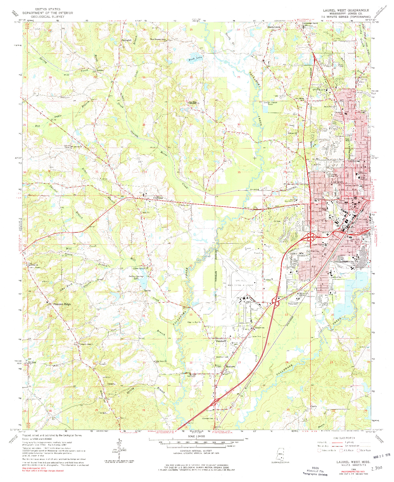 USGS 1:24000-SCALE QUADRANGLE FOR LAUREL WEST, MS 1964