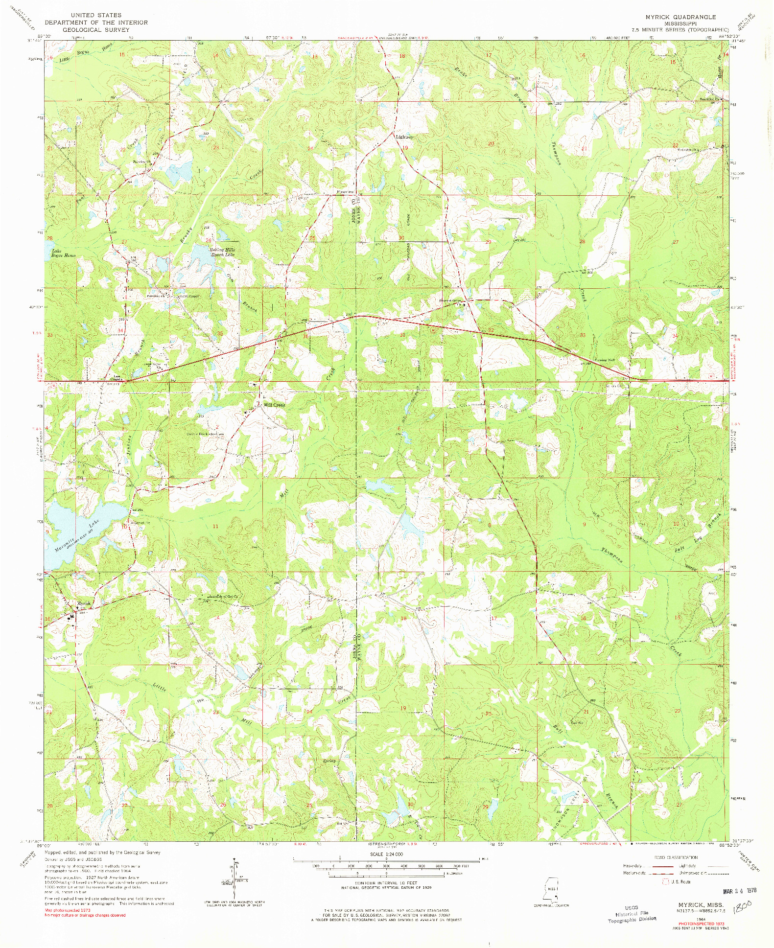 USGS 1:24000-SCALE QUADRANGLE FOR MYRICK, MS 1964