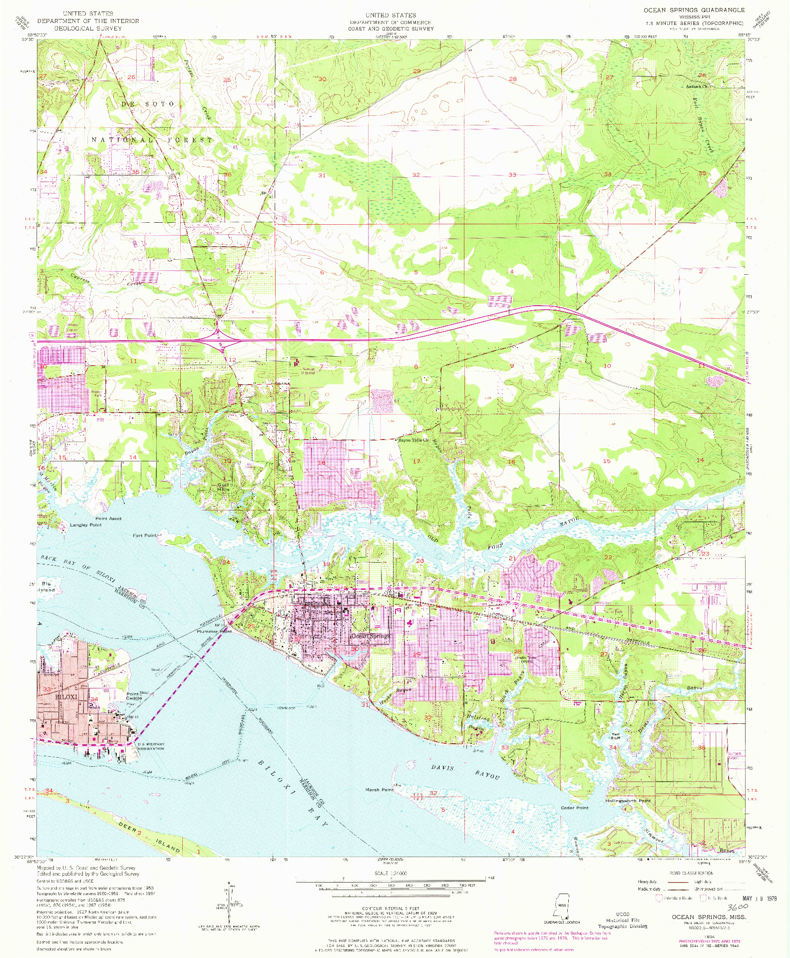 USGS 1:24000-SCALE QUADRANGLE FOR OCEAN SPRINGS, MS 1954