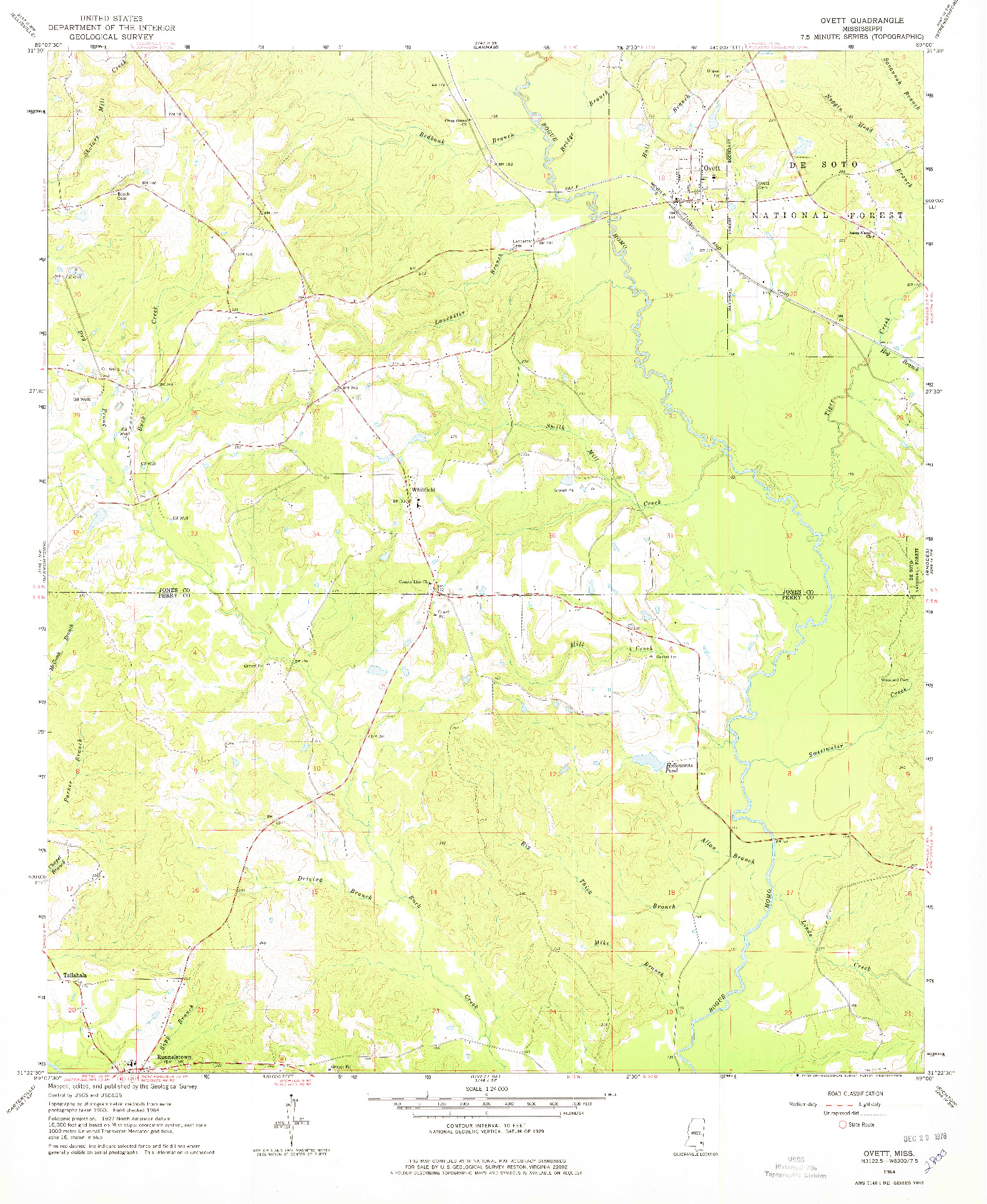 USGS 1:24000-SCALE QUADRANGLE FOR OVETT, MS 1964