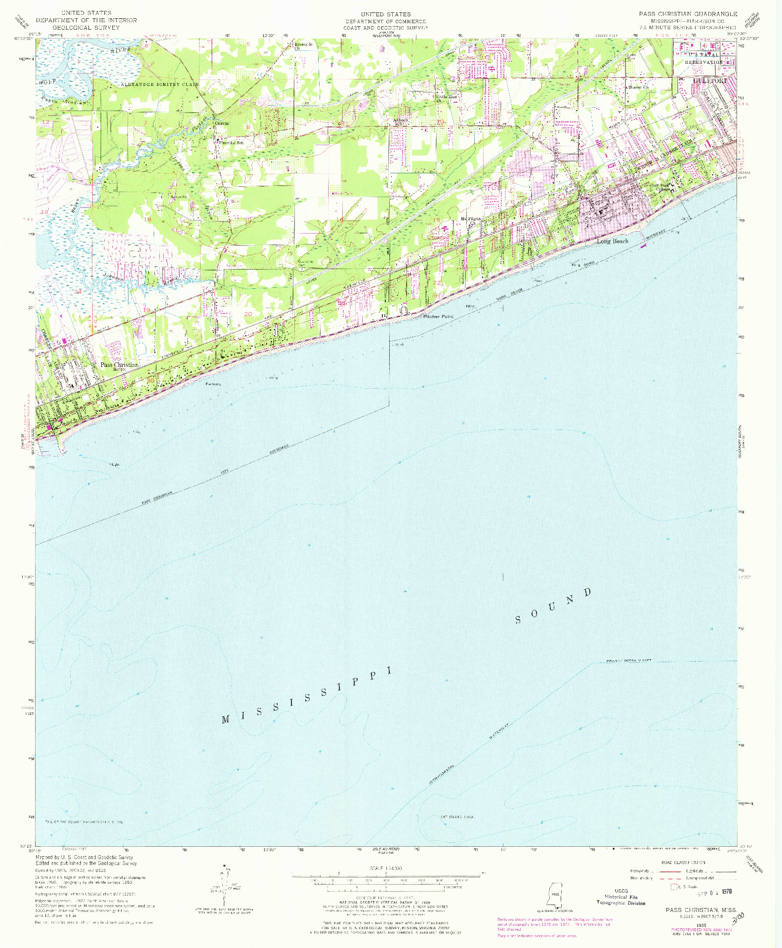 USGS 1:24000-SCALE QUADRANGLE FOR PASS CHRISTIAN, MS 1955