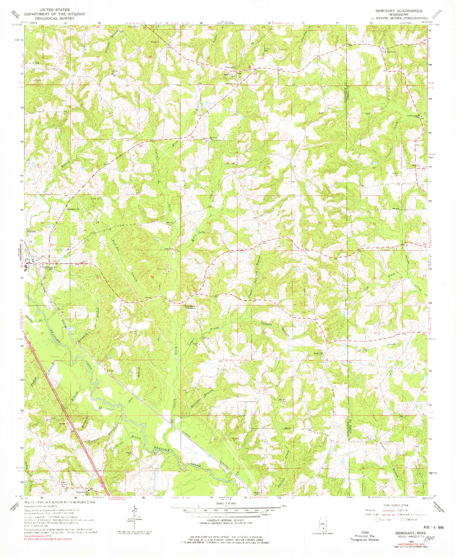 USGS 1:24000-SCALE QUADRANGLE FOR SEMINARY, MS 1964