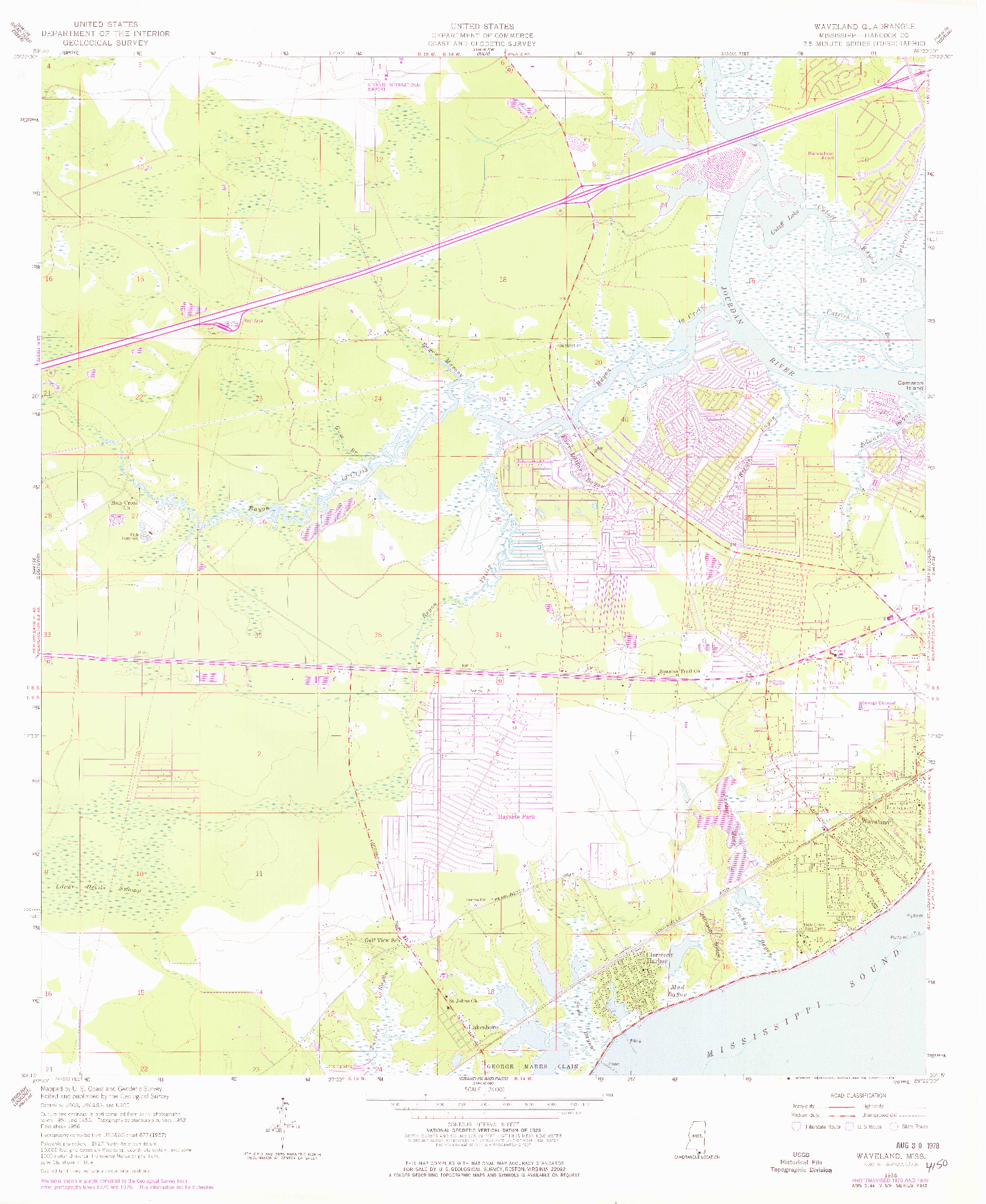 USGS 1:24000-SCALE QUADRANGLE FOR WAVELAND, MS 1956