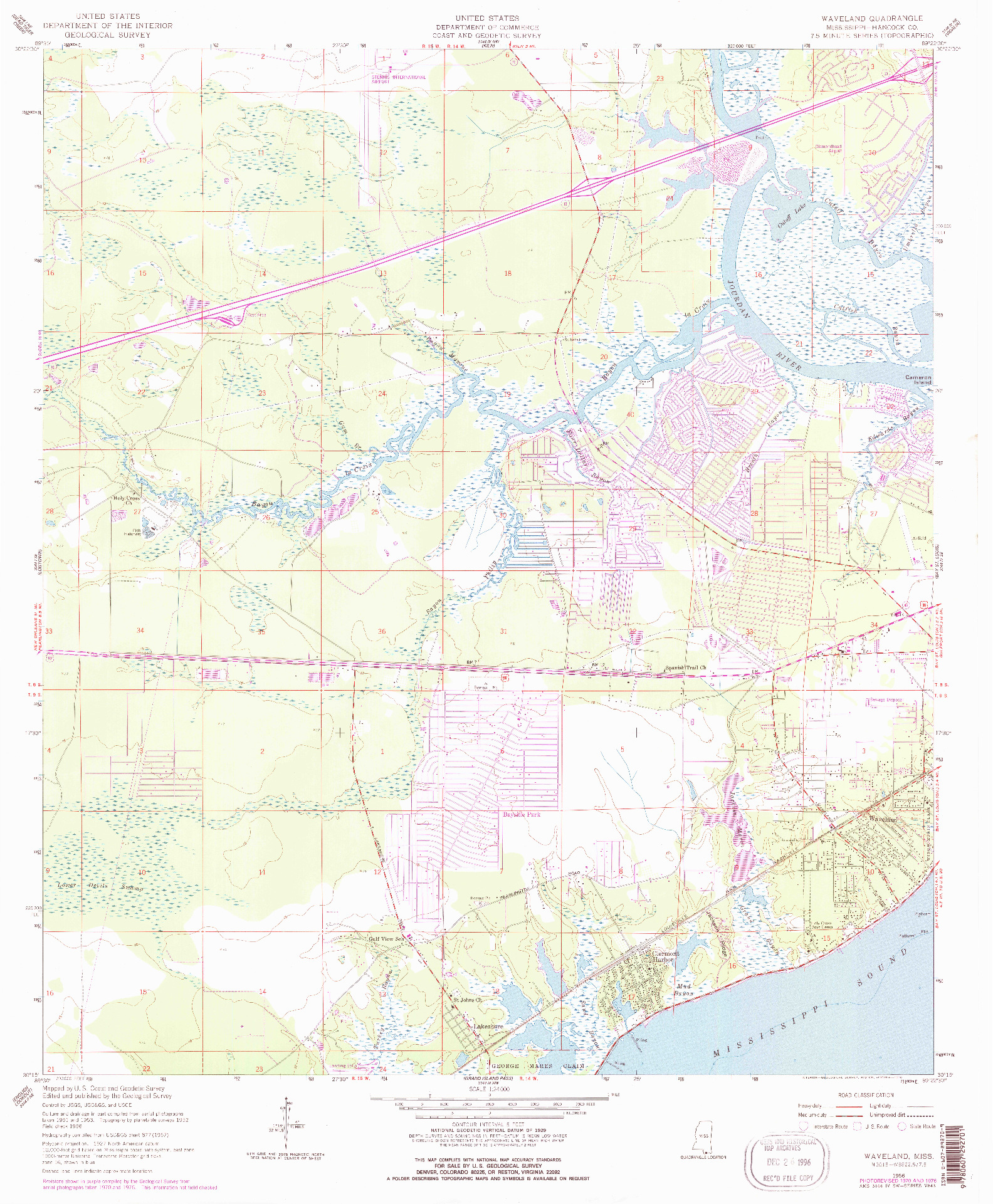 USGS 1:24000-SCALE QUADRANGLE FOR WAVELAND, MS 1956