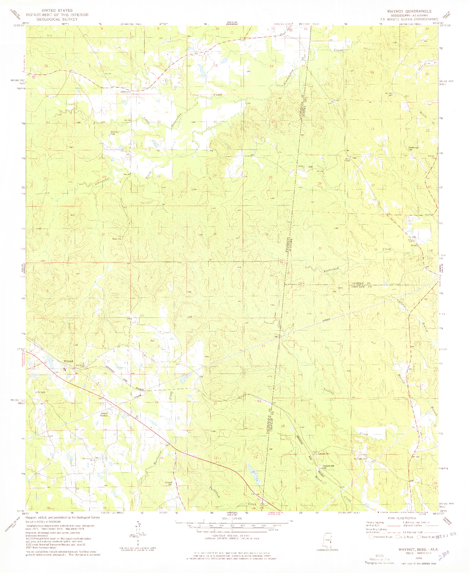 USGS 1:24000-SCALE QUADRANGLE FOR WHYNOT, MS 1978