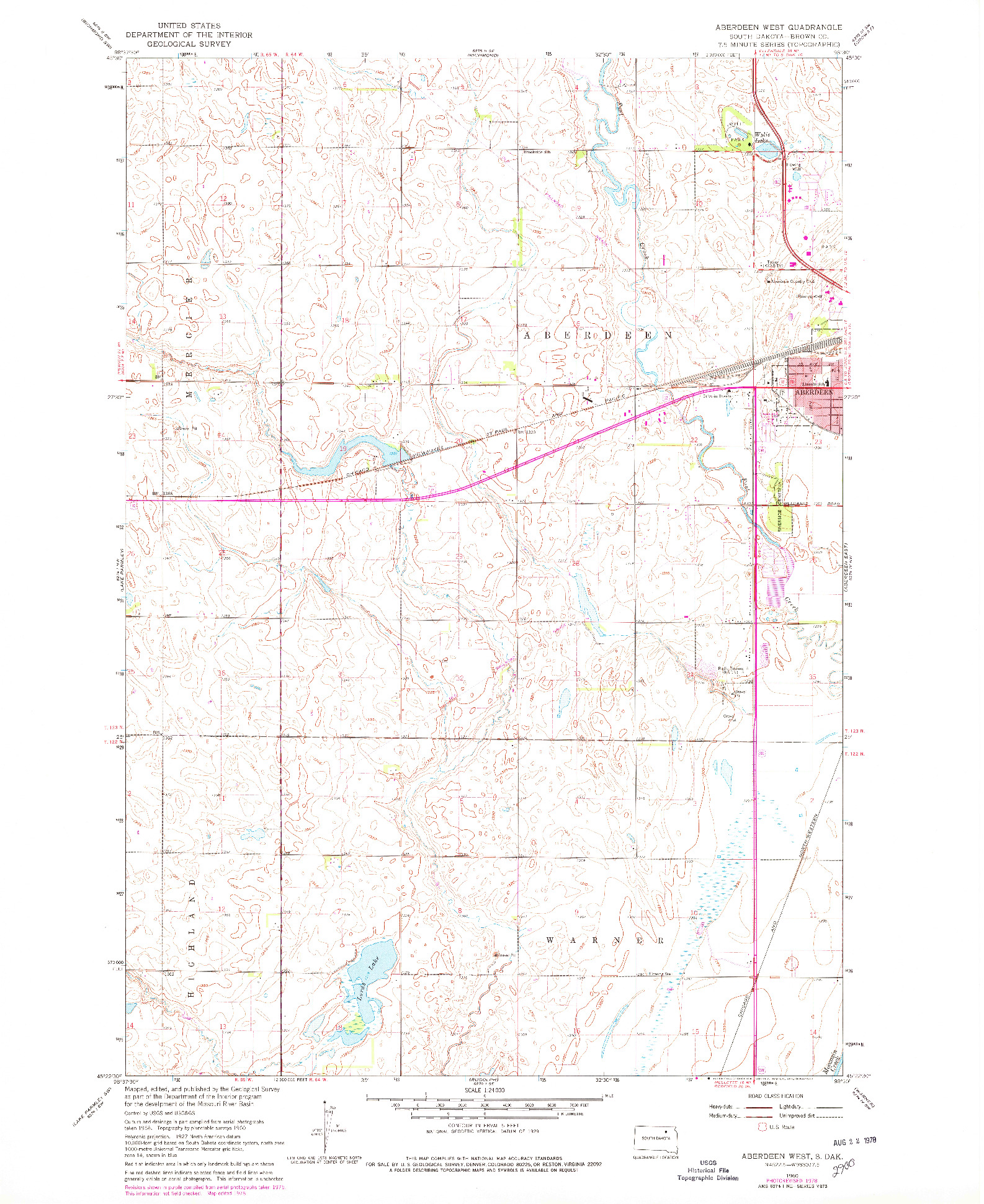 USGS 1:24000-SCALE QUADRANGLE FOR ABERDEEN WEST, SD 1960