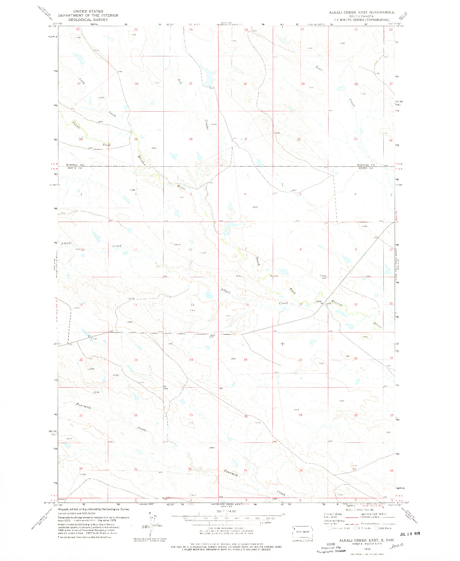 USGS 1:24000-SCALE QUADRANGLE FOR ALKALI CREEK EAST, SD 1978