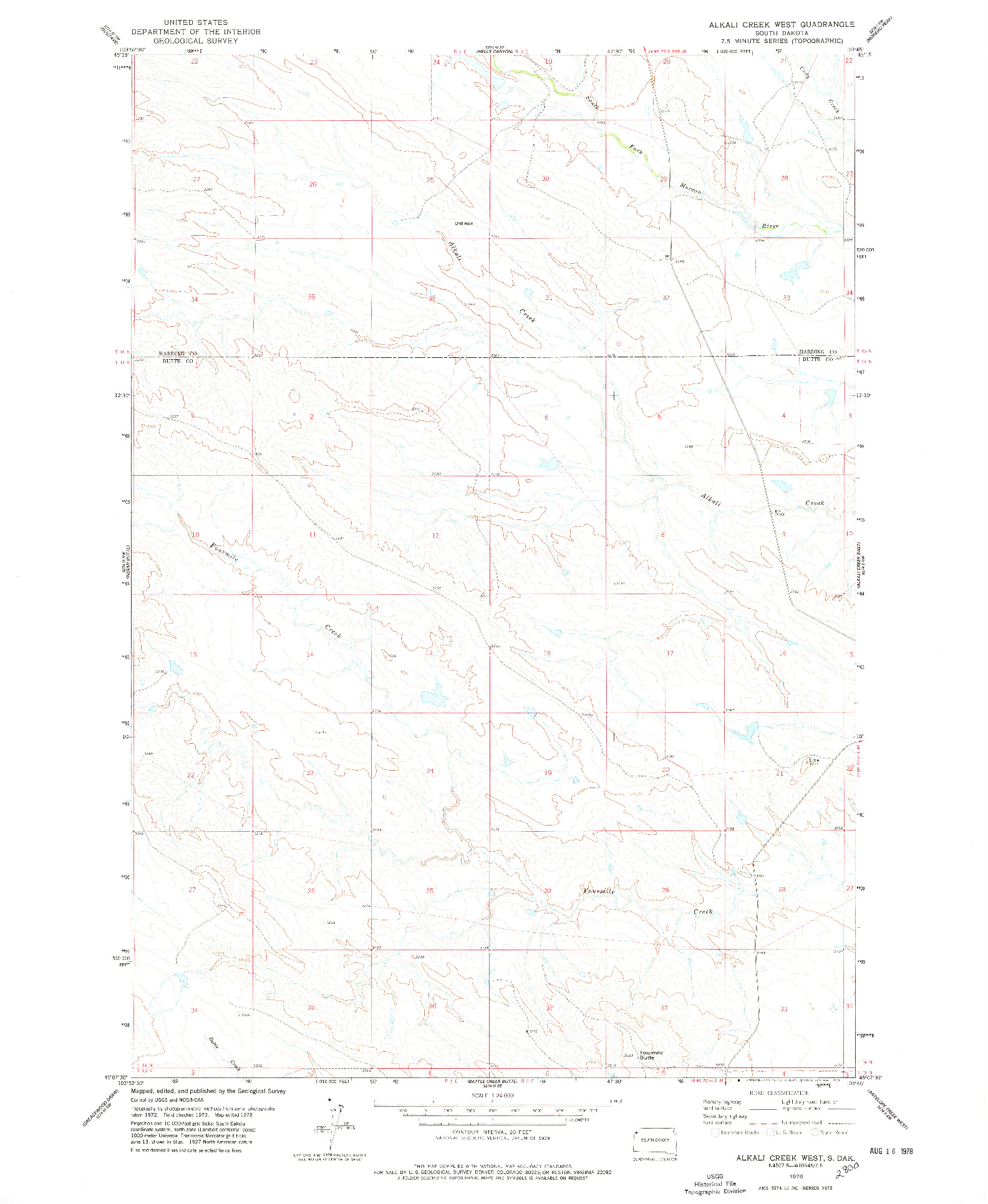 USGS 1:24000-SCALE QUADRANGLE FOR ALKALI CREEK WEST, SD 1978