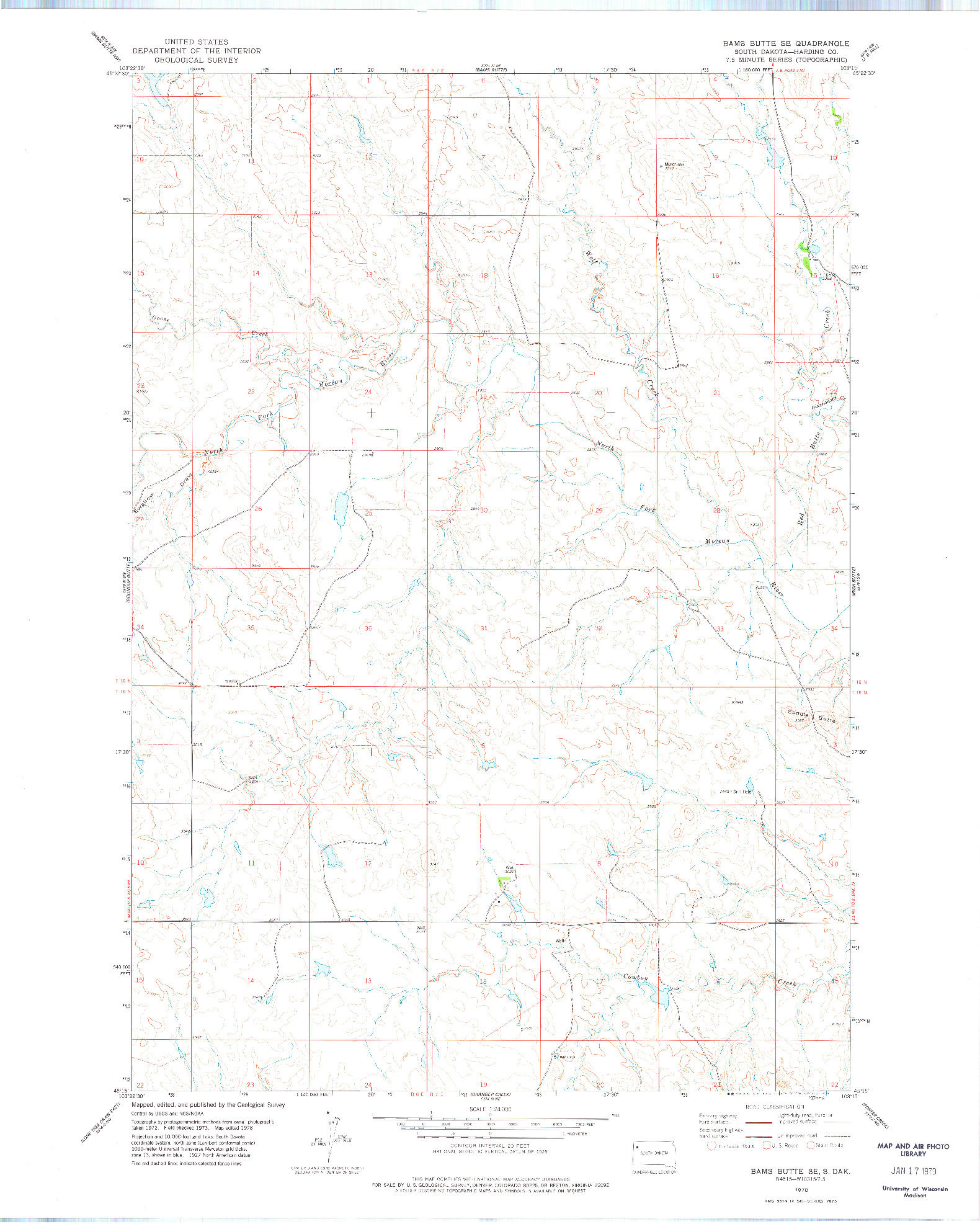 USGS 1:24000-SCALE QUADRANGLE FOR BAMS BUTTE SE, SD 1978