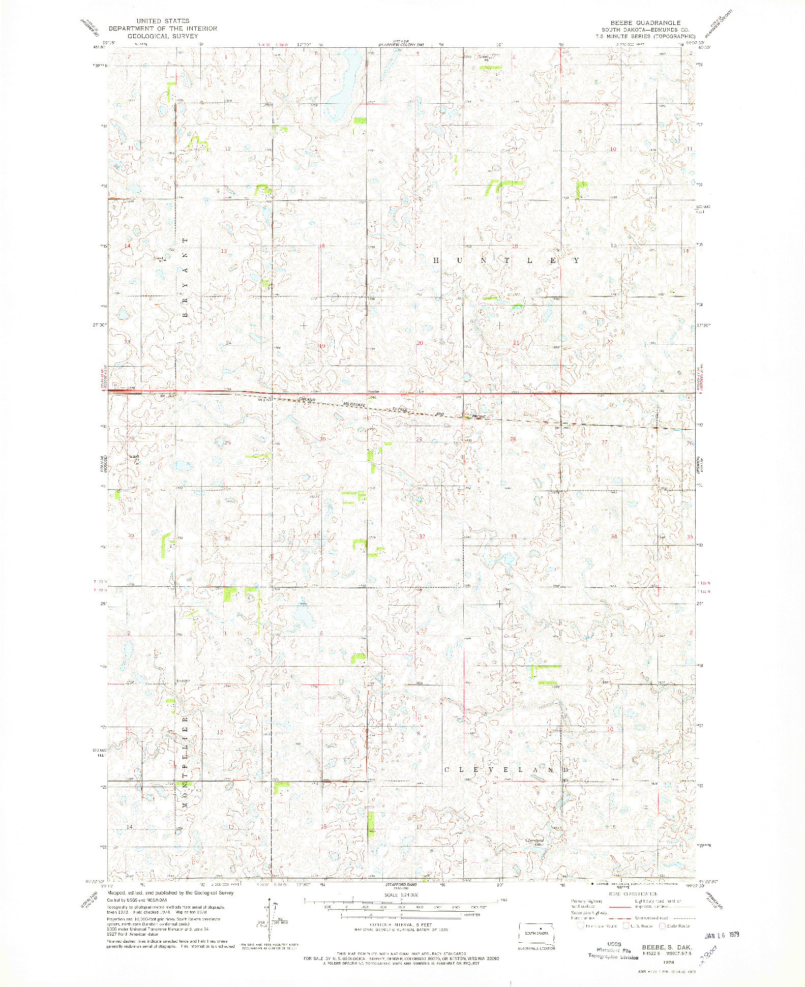 USGS 1:24000-SCALE QUADRANGLE FOR BEEBE, SD 1978