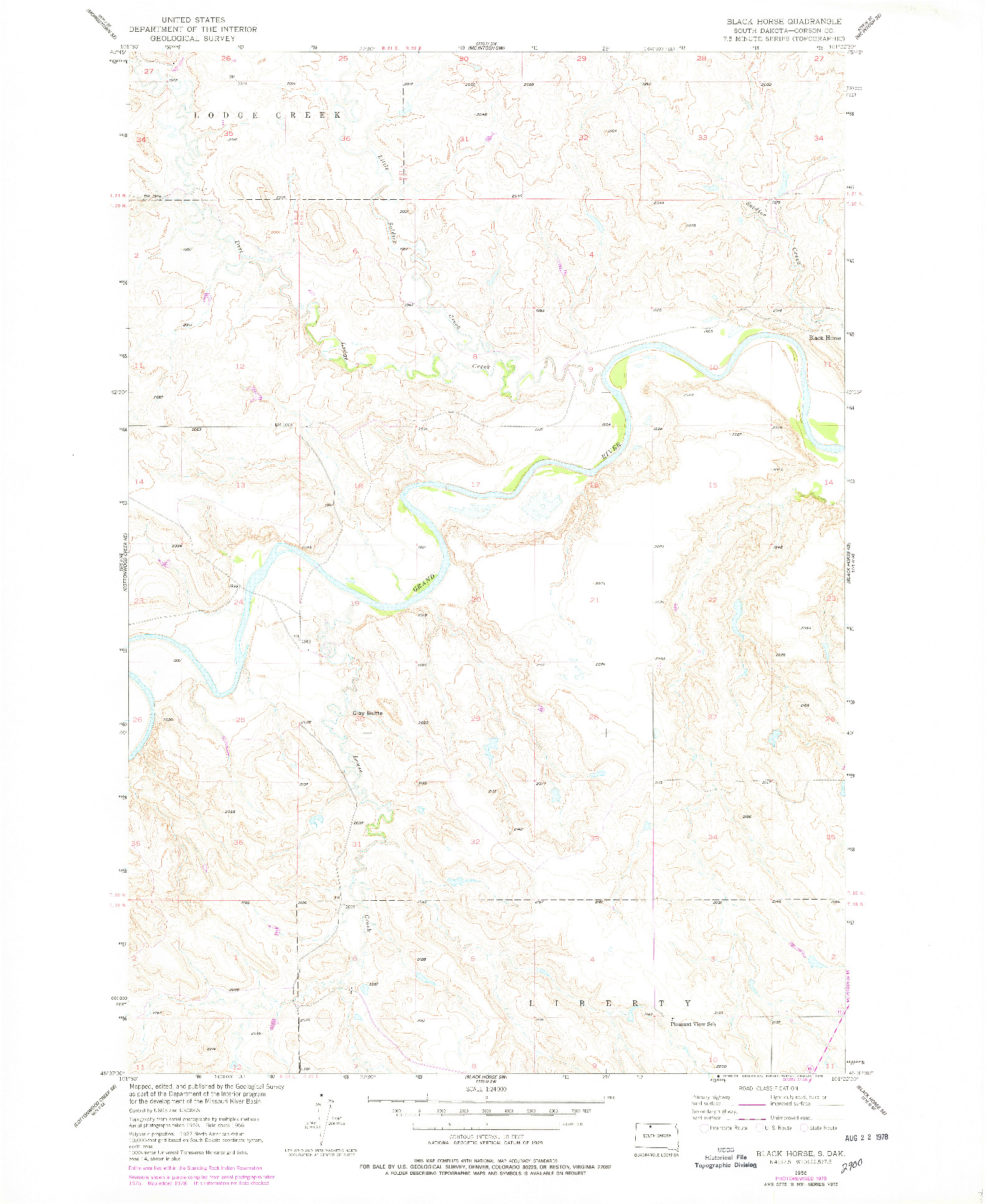 USGS 1:24000-SCALE QUADRANGLE FOR BLACK HORSE, SD 1956