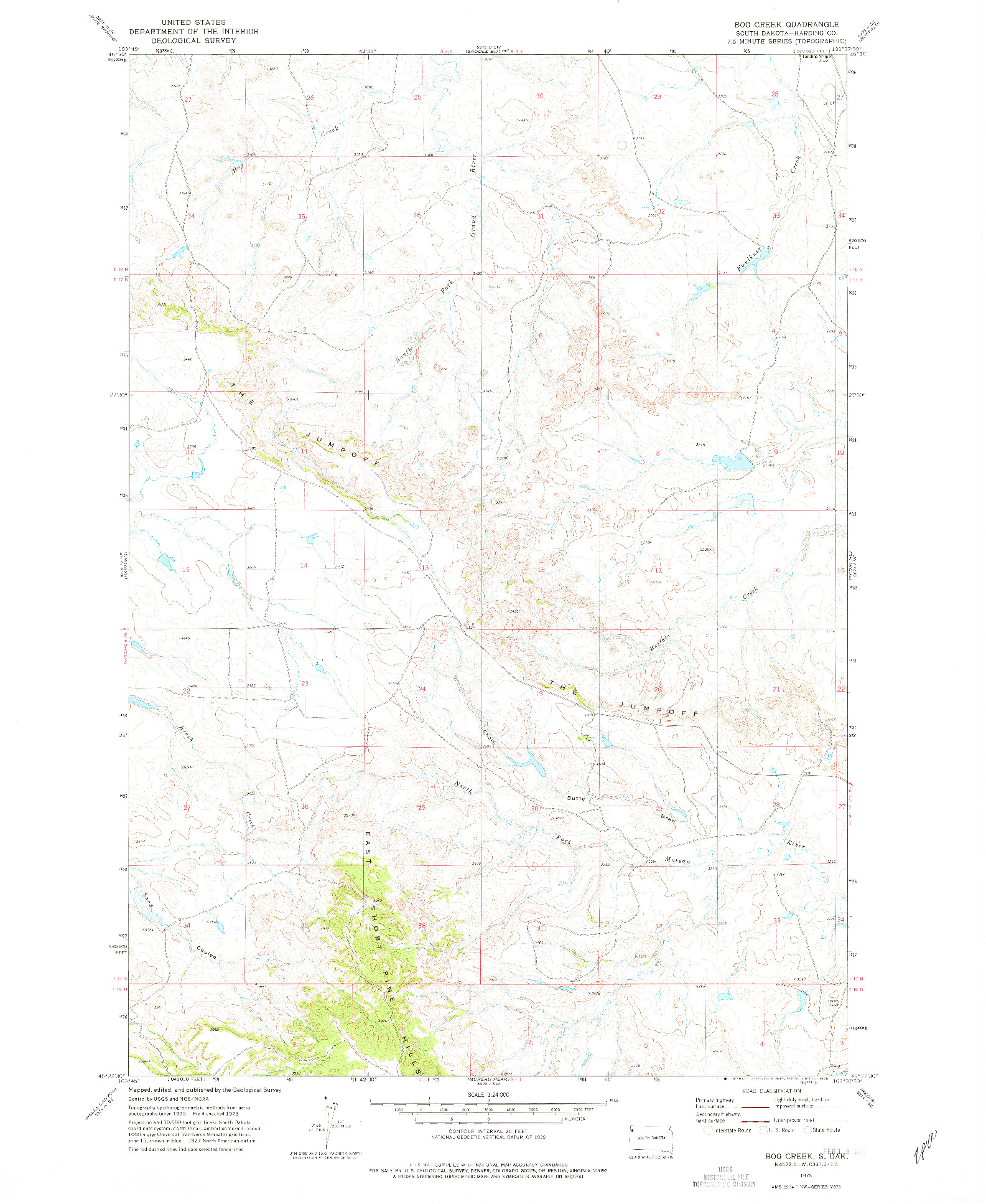 USGS 1:24000-SCALE QUADRANGLE FOR BOG CREEK, SD 1973