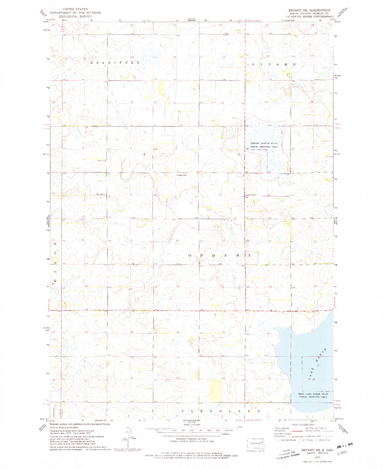 USGS 1:24000-SCALE QUADRANGLE FOR BRYANT NE, SD 1973