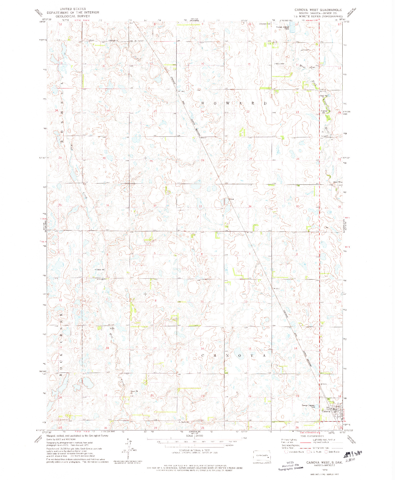 USGS 1:24000-SCALE QUADRANGLE FOR CANOVA WEST, SD 1973