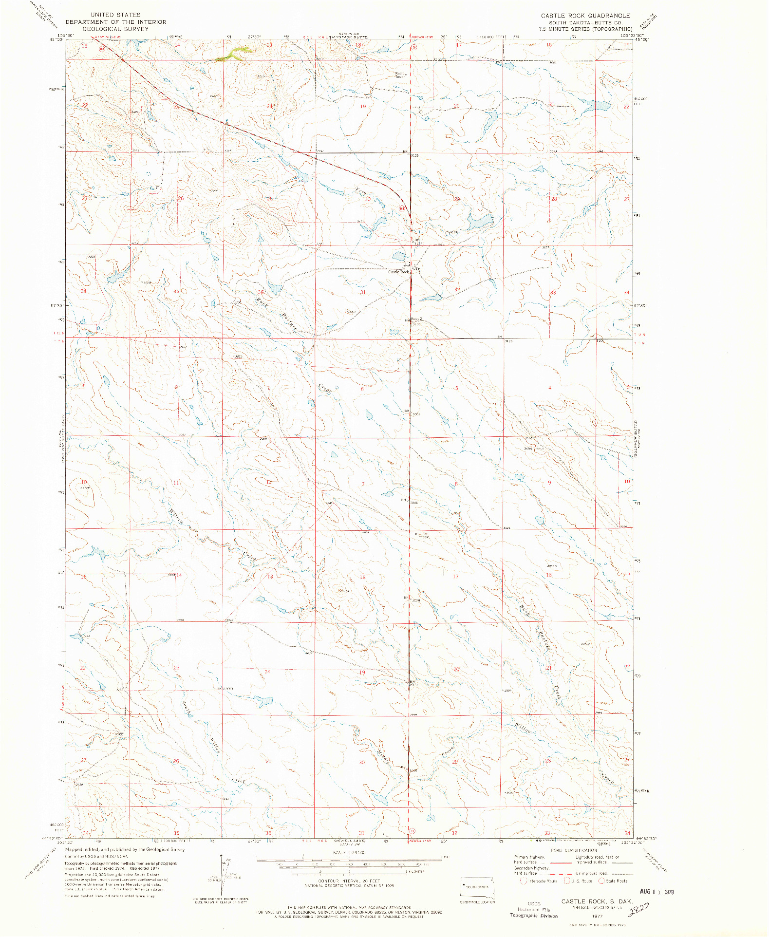 USGS 1:24000-SCALE QUADRANGLE FOR CASTLE ROCK, SD 1977