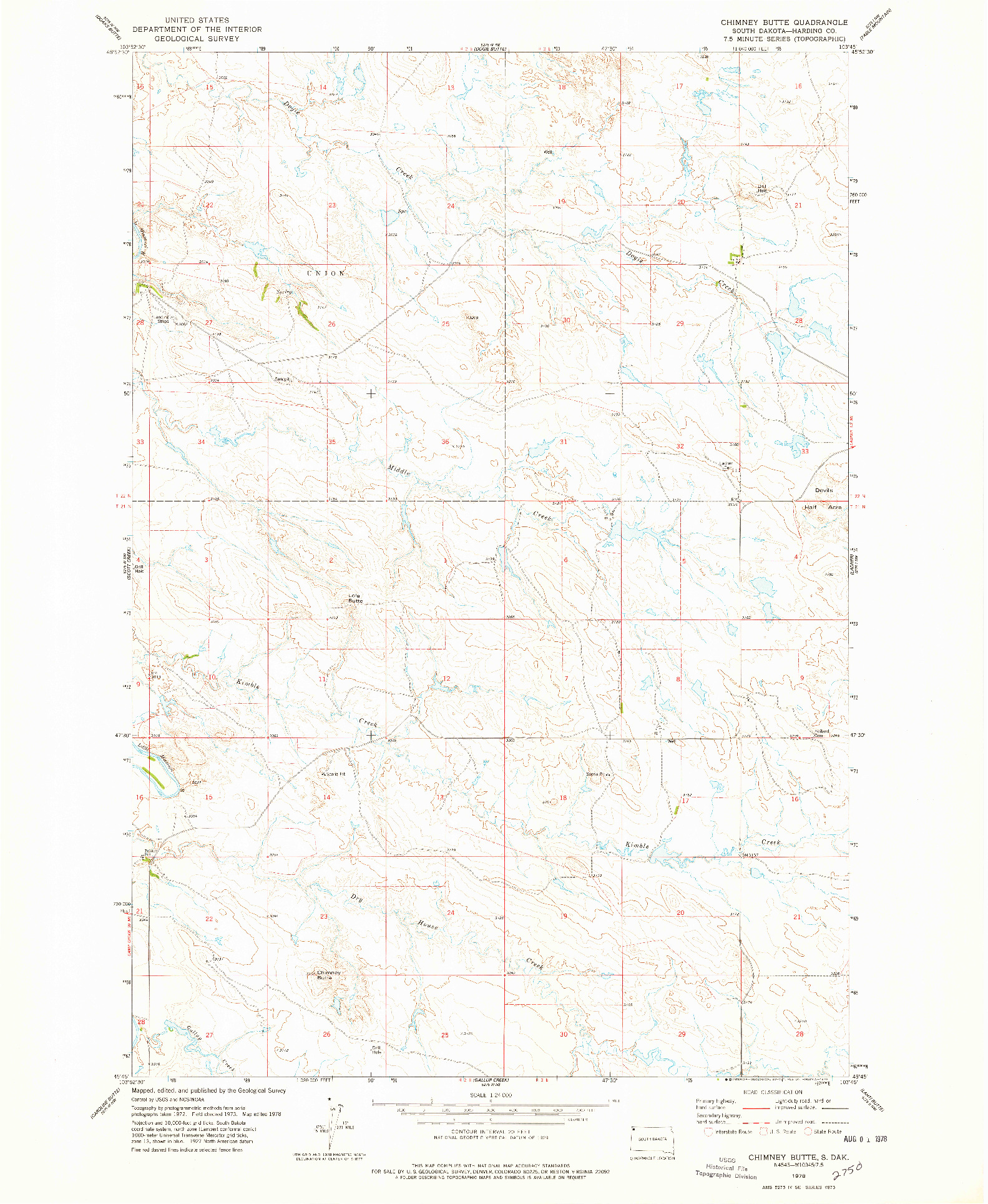 USGS 1:24000-SCALE QUADRANGLE FOR CHIMNEY BUTTE, SD 1978