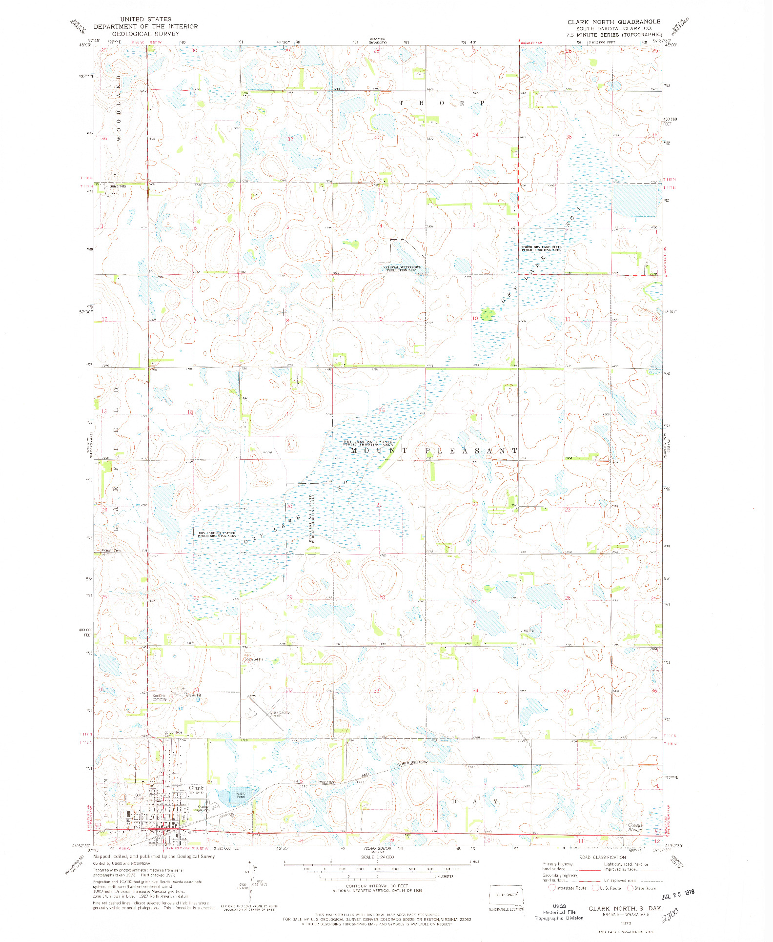 USGS 1:24000-SCALE QUADRANGLE FOR CLARK NORTH, SD 1973