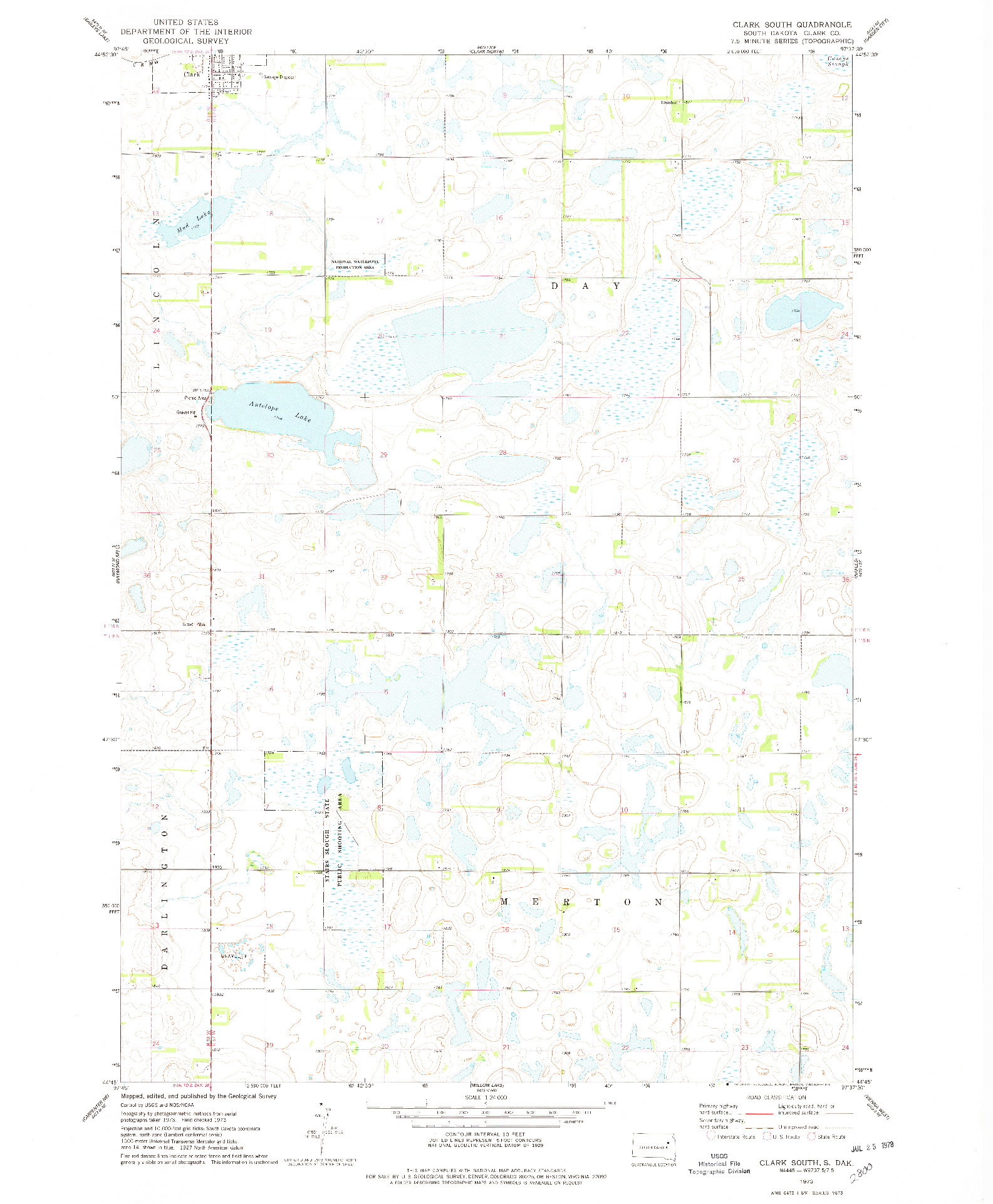 USGS 1:24000-SCALE QUADRANGLE FOR CLARK SOUTH, SD 1973