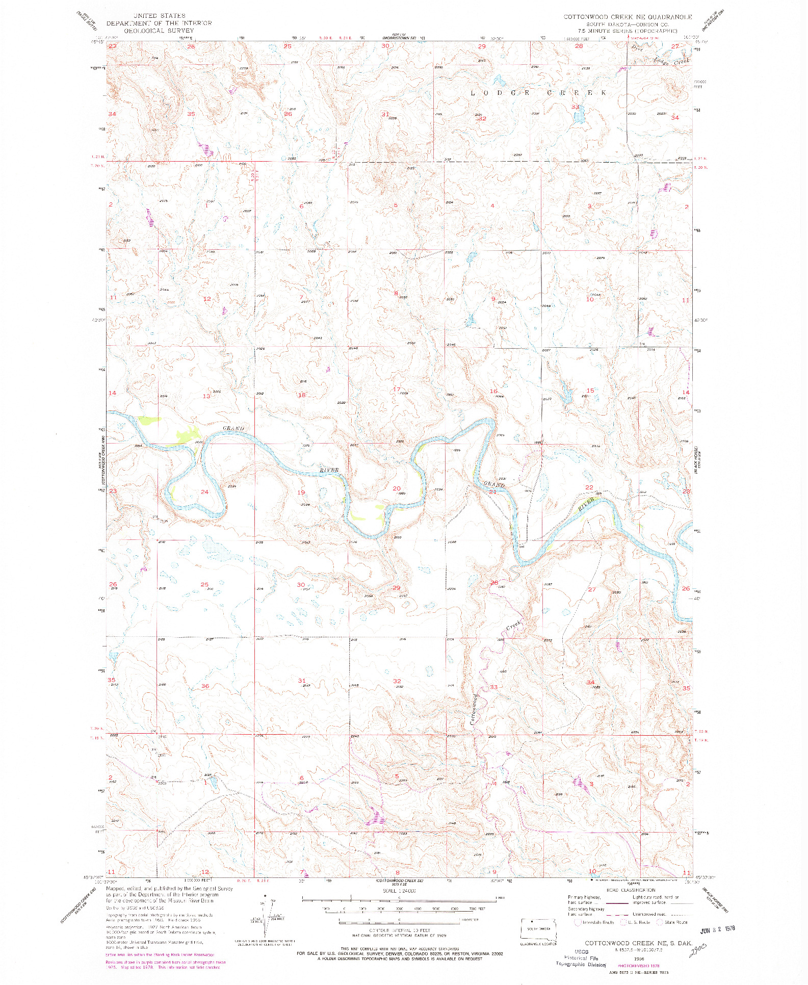 USGS 1:24000-SCALE QUADRANGLE FOR COTTONWOOD CREEK NE, SD 1956