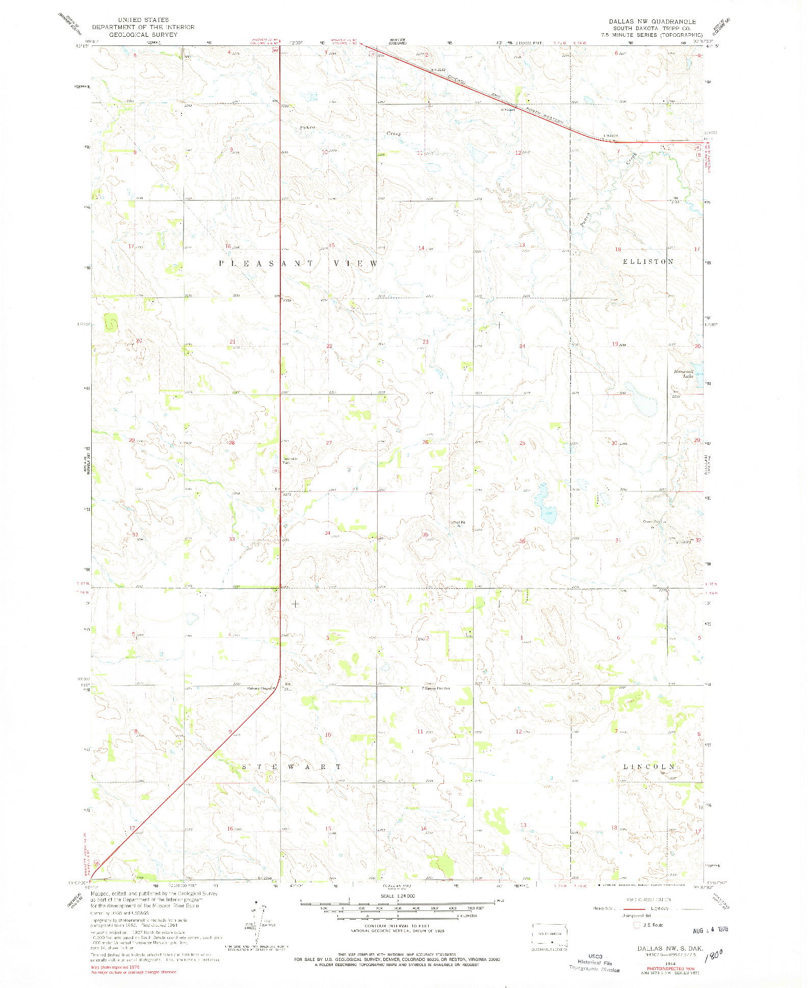 USGS 1:24000-SCALE QUADRANGLE FOR DALLAS NW, SD 1964