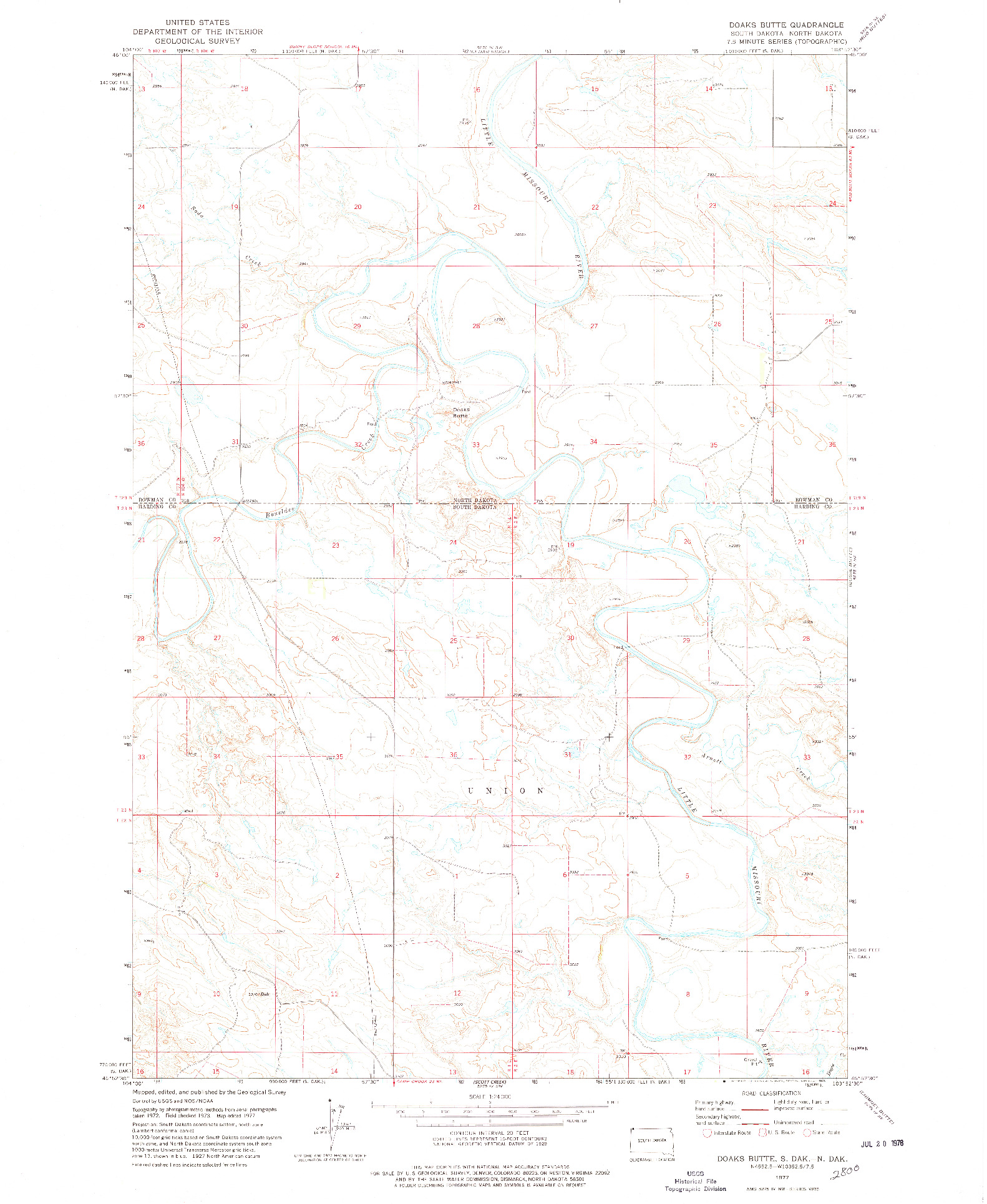 USGS 1:24000-SCALE QUADRANGLE FOR DOAKS BUTTE, SD 1977