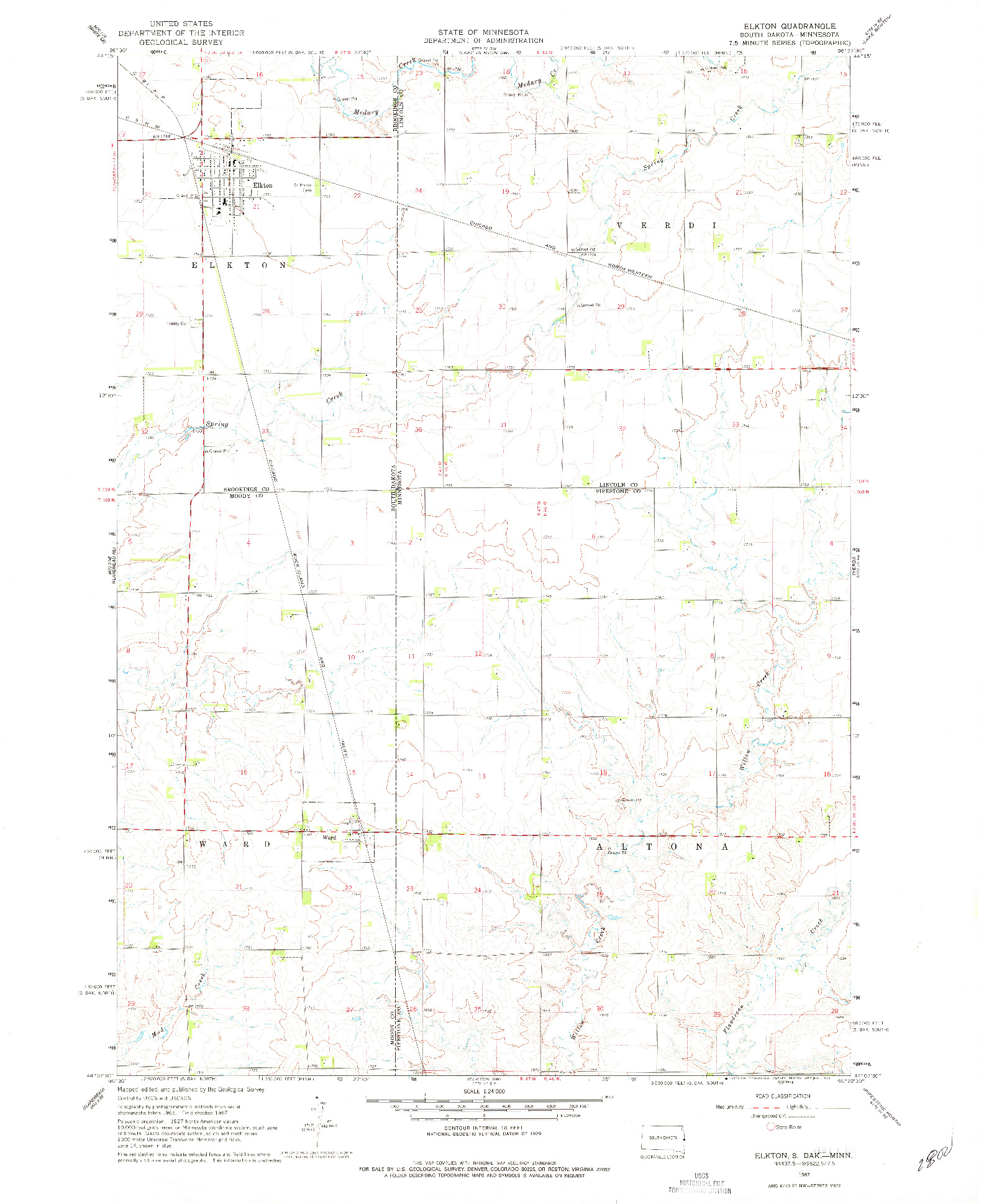 USGS 1:24000-SCALE QUADRANGLE FOR ELKTON, SD 1967