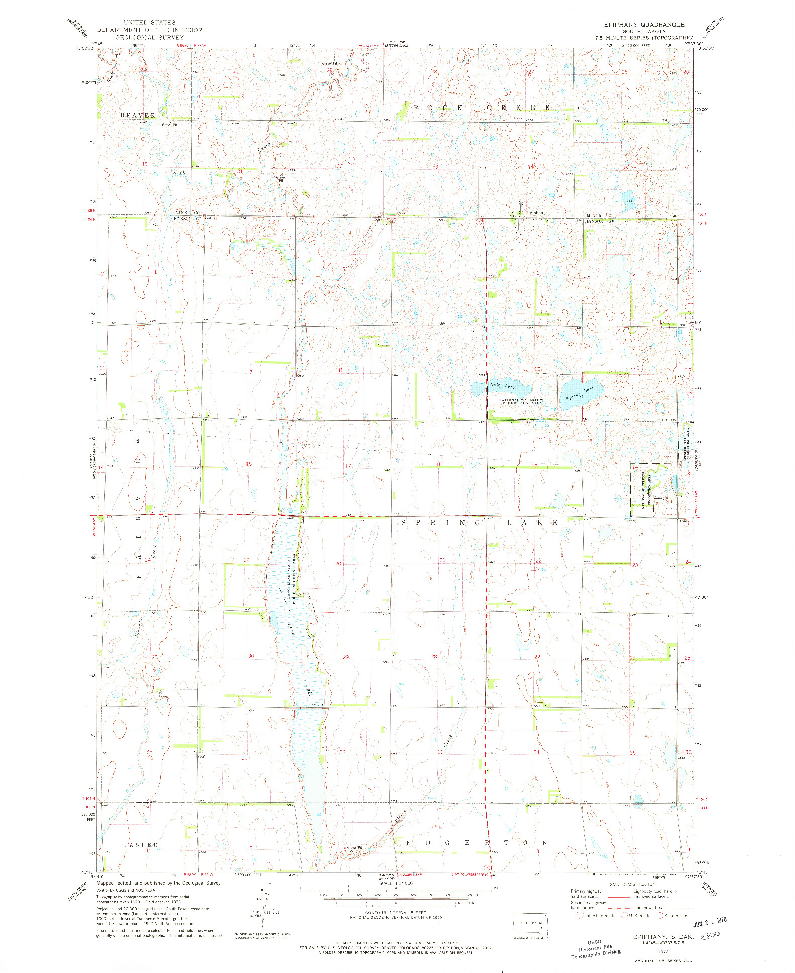 USGS 1:24000-SCALE QUADRANGLE FOR EPIPHANY, SD 1973