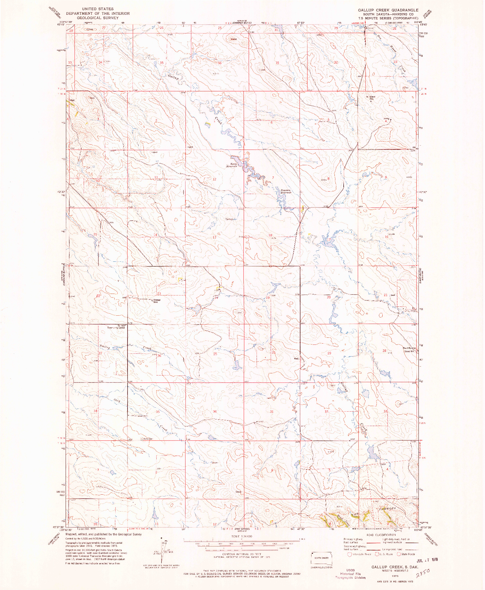 USGS 1:24000-SCALE QUADRANGLE FOR GALLUP CREEK, SD 1973