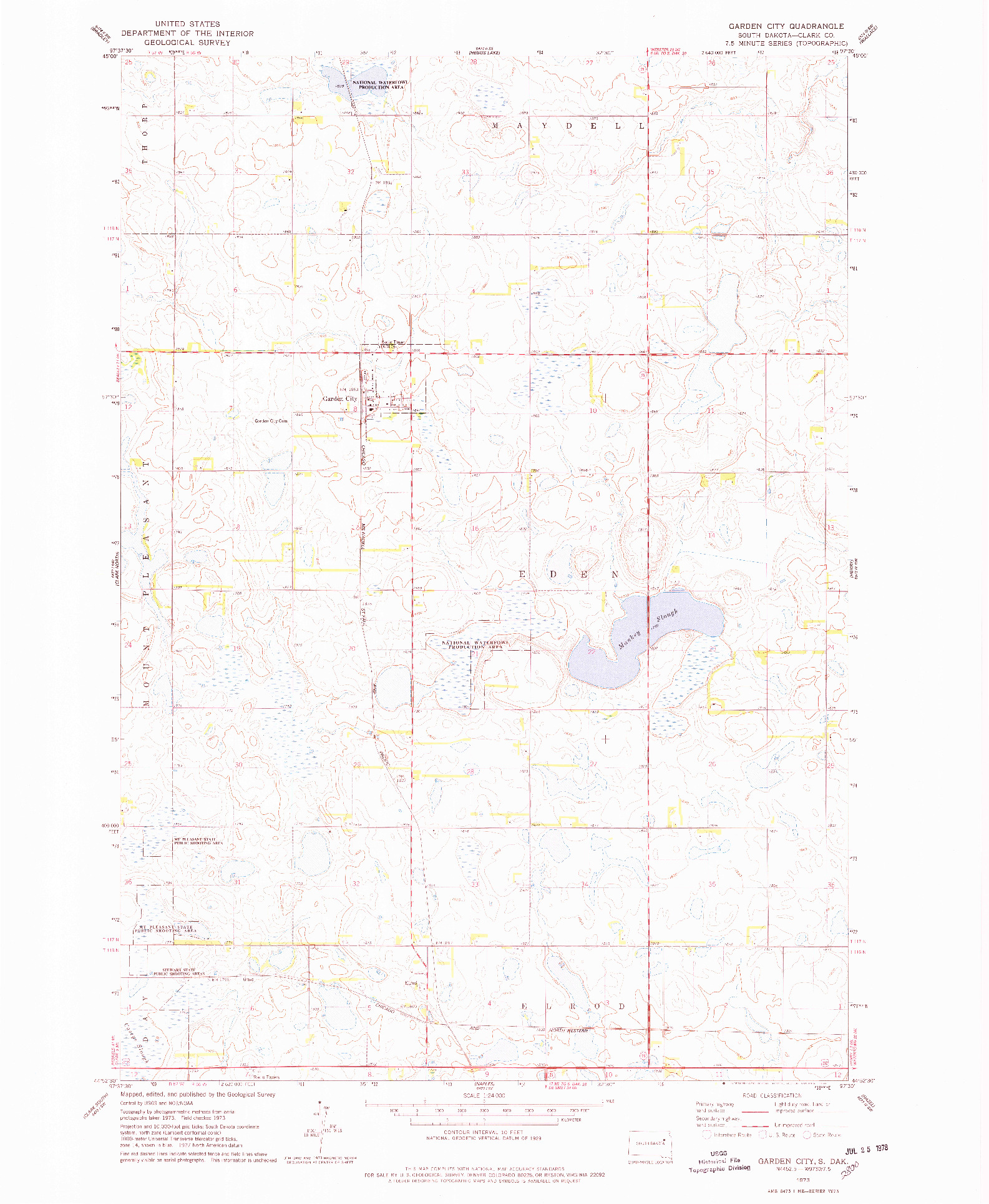 USGS 1:24000-SCALE QUADRANGLE FOR GARDEN CITY, SD 1973